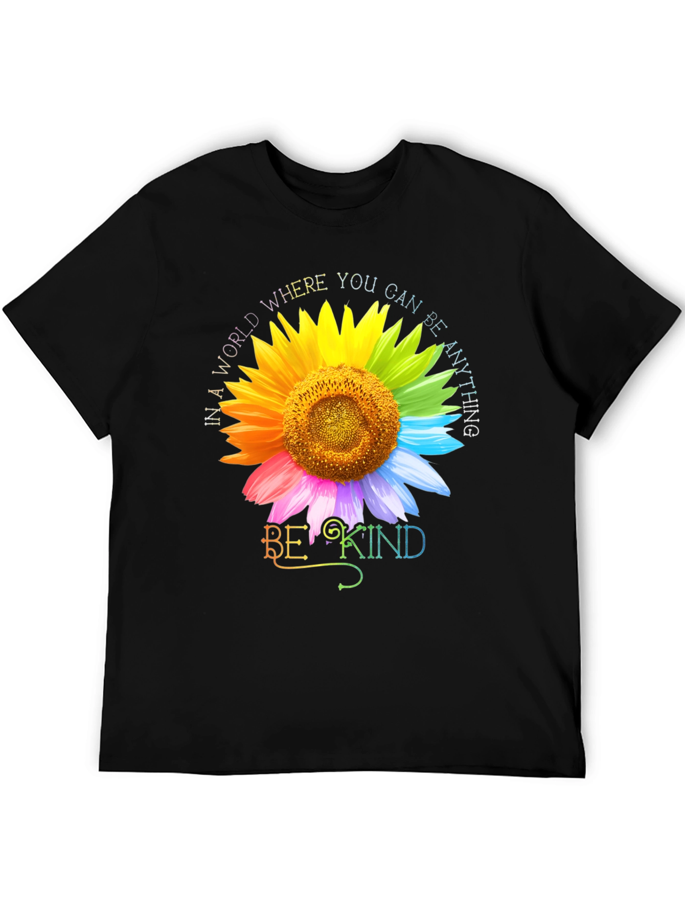 Be Kind Rainbow Sunflower Graphic Tee