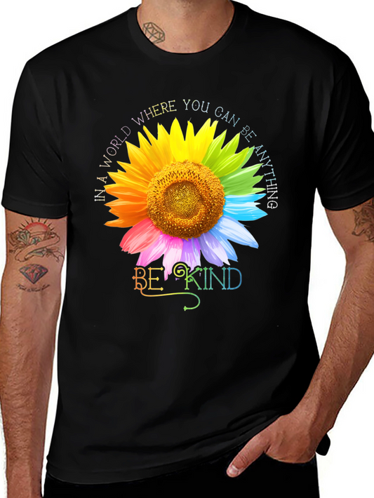 Be Kind Rainbow Sunflower Graphic Tee