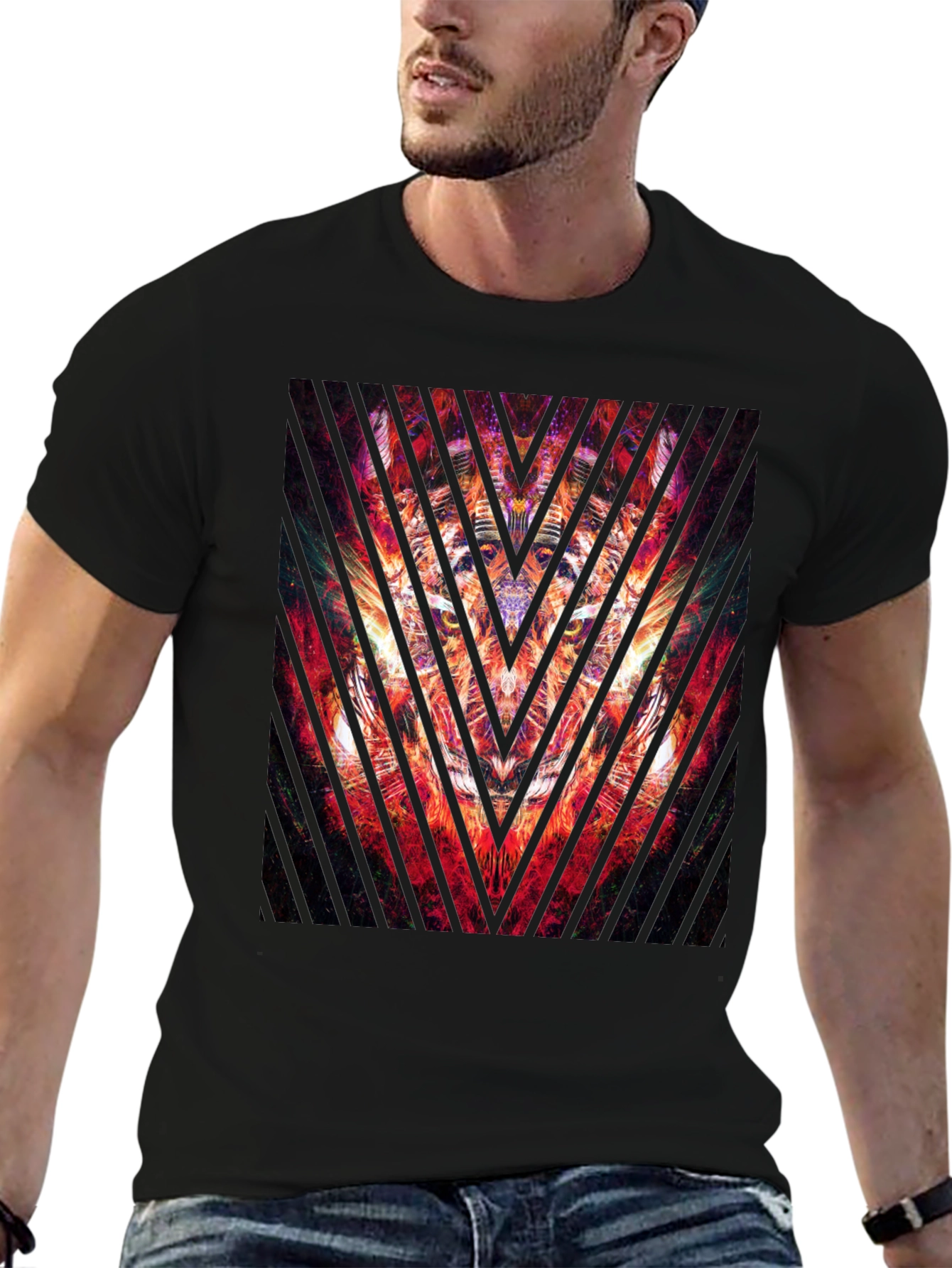 Abstract Graphic Print Black T-Shirt