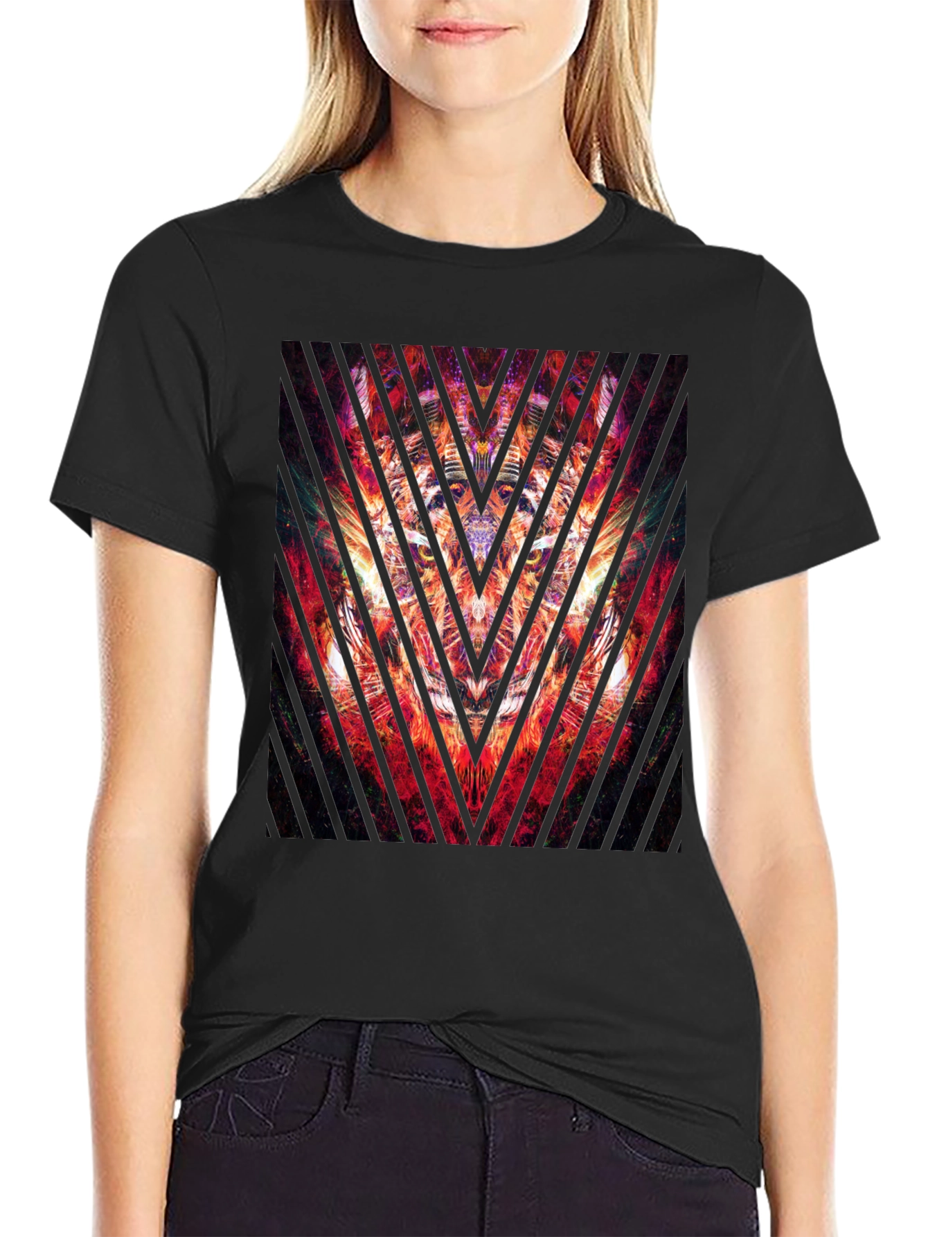 Abstract Graphic Print Black T-Shirt