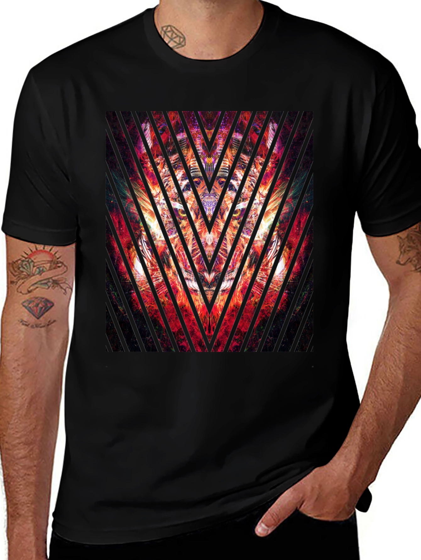 Abstract Graphic Print Black T-Shirt