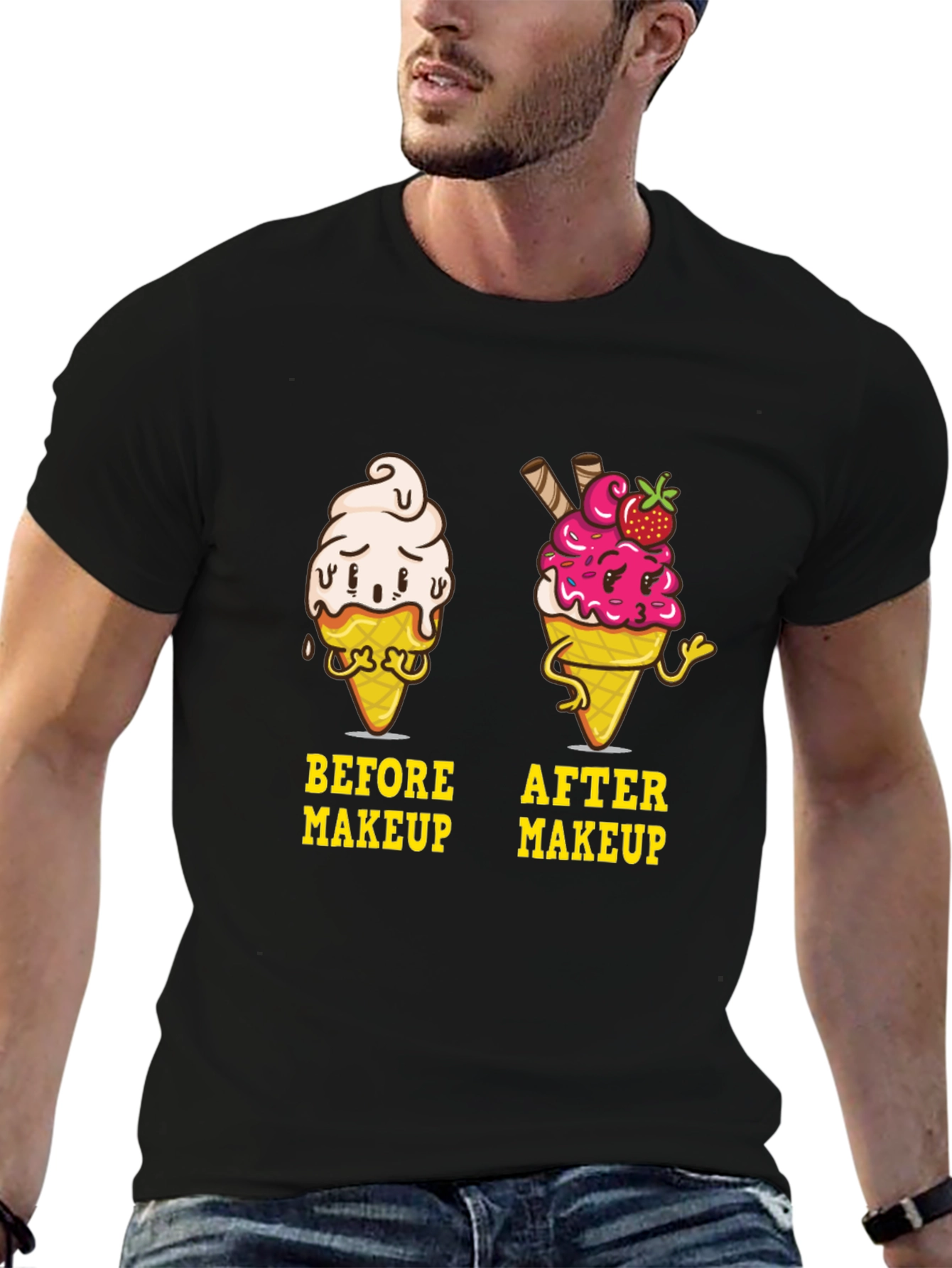 Before & After Makeup Ice Cream Graphic T-Shirt