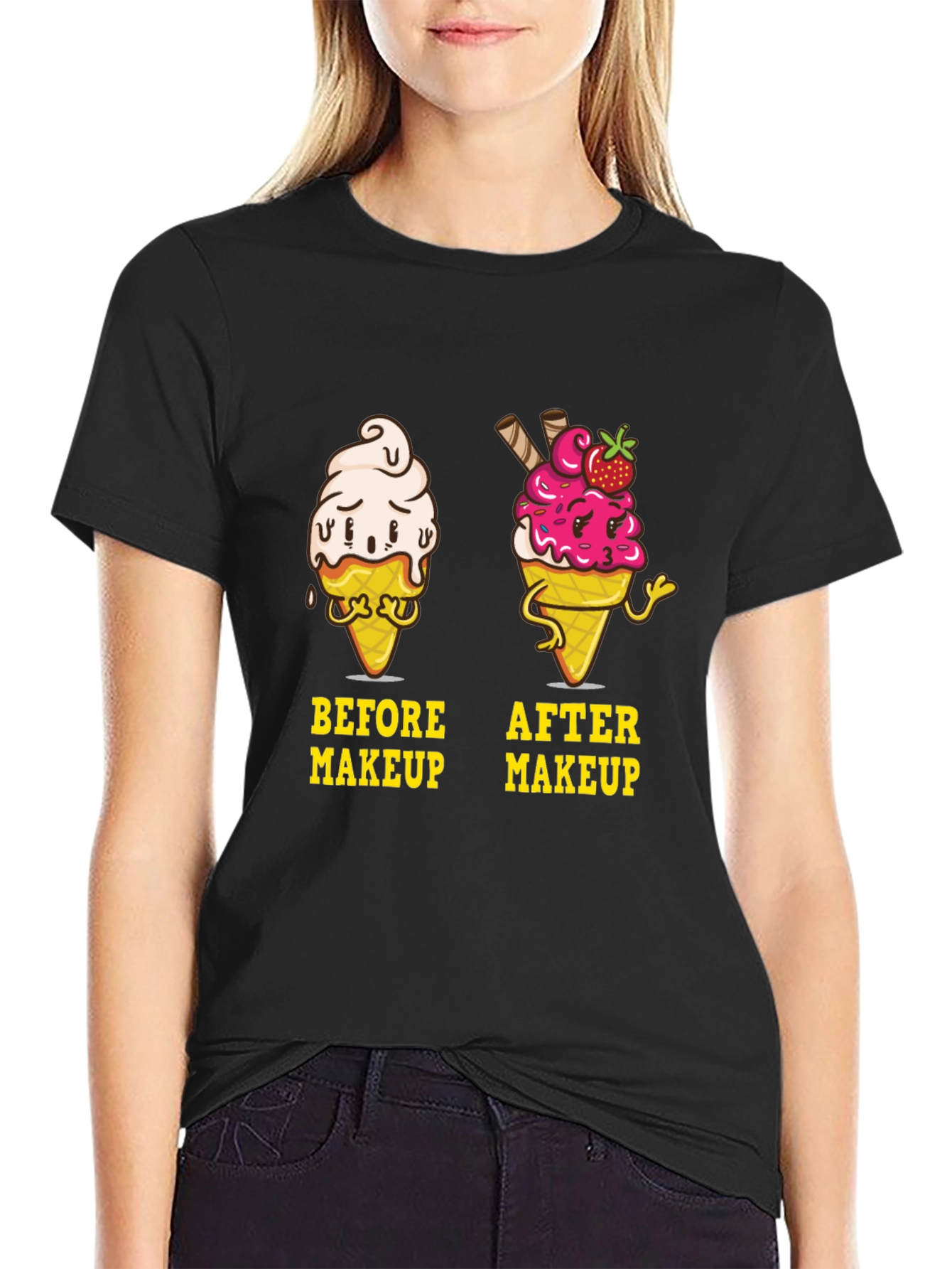 Before & After Makeup Ice Cream Graphic T-Shirt