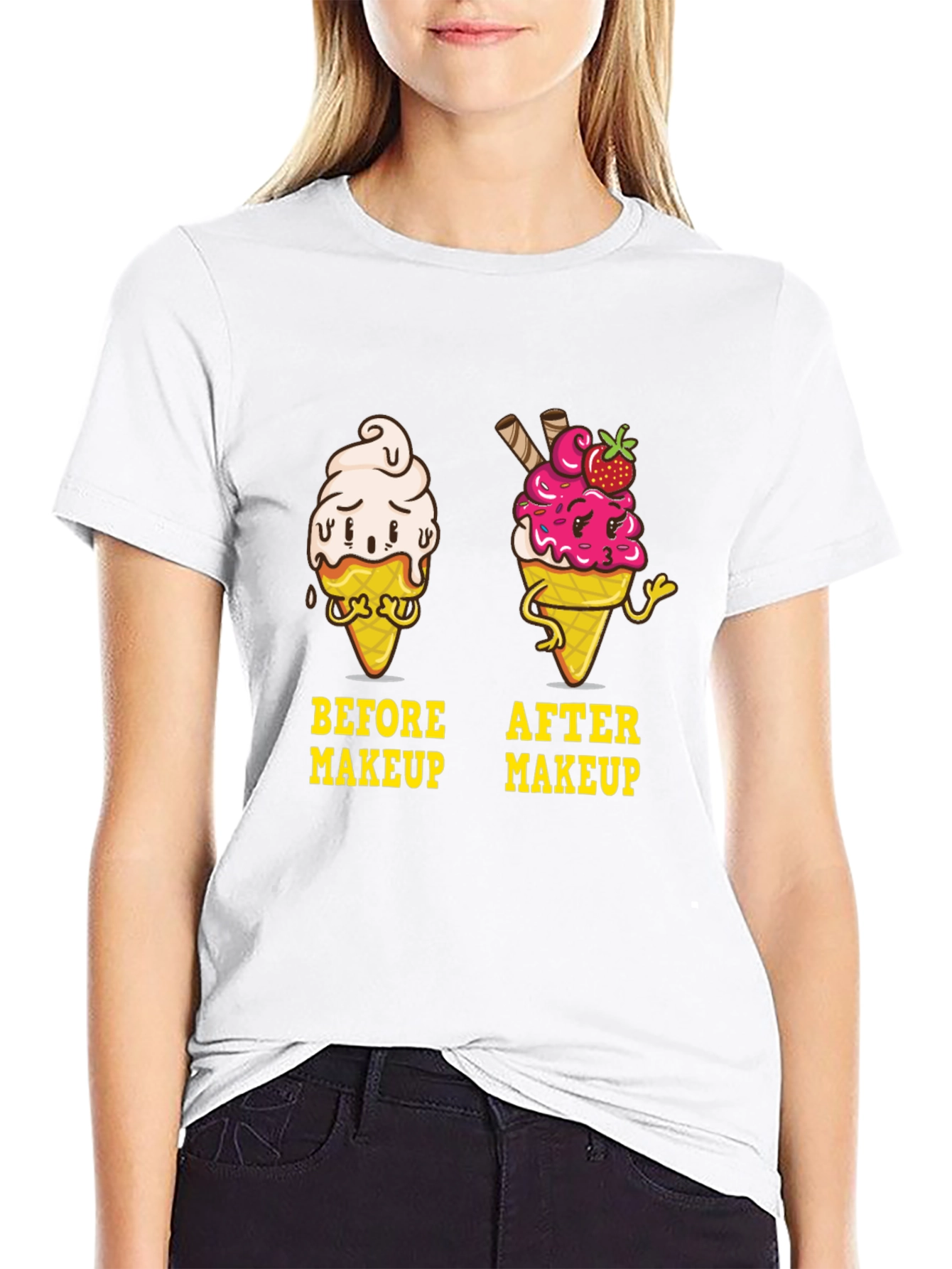 Before & After Makeup Ice Cream Graphic T-Shirt