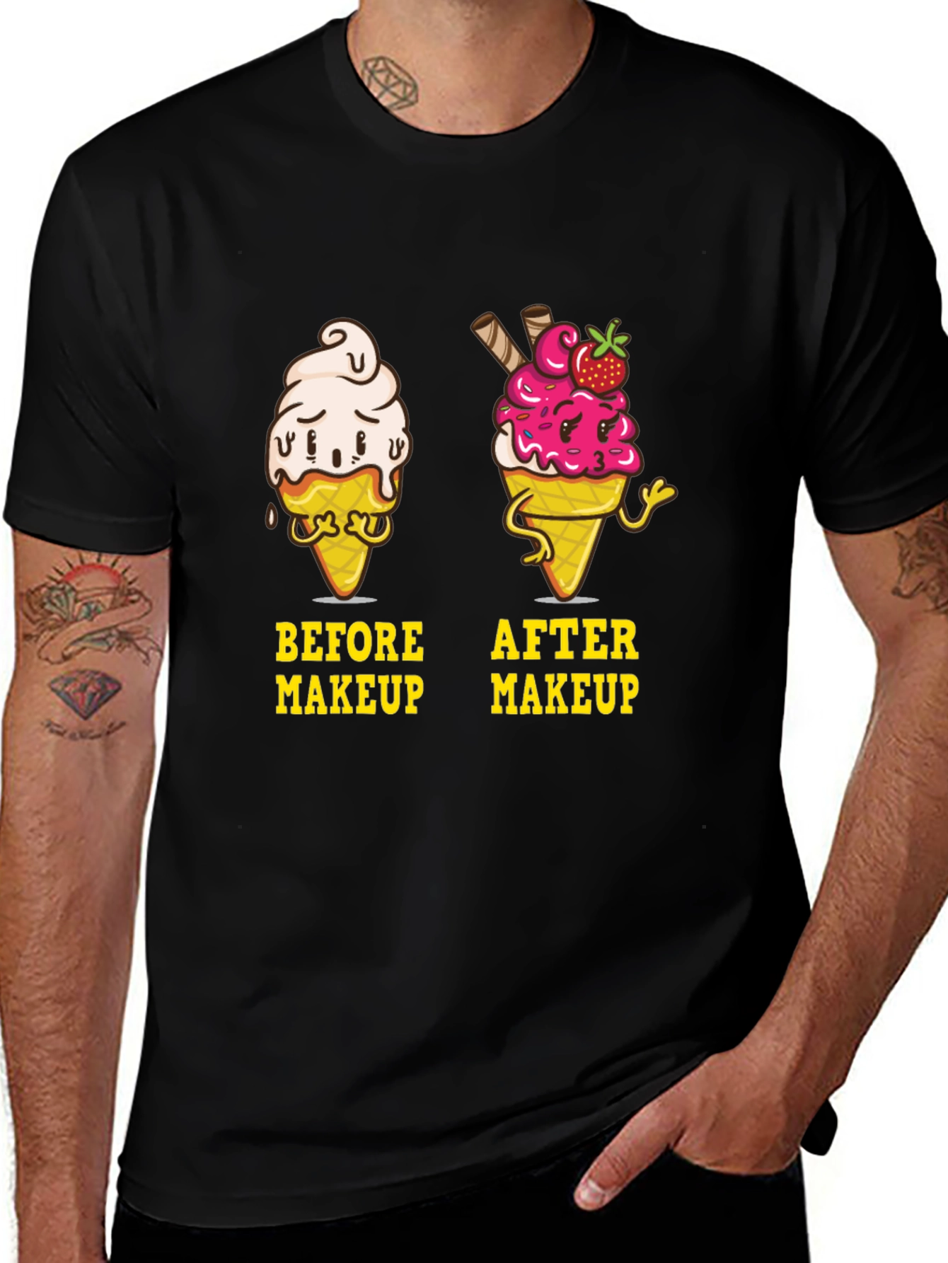 Before & After Makeup Ice Cream Graphic T-Shirt