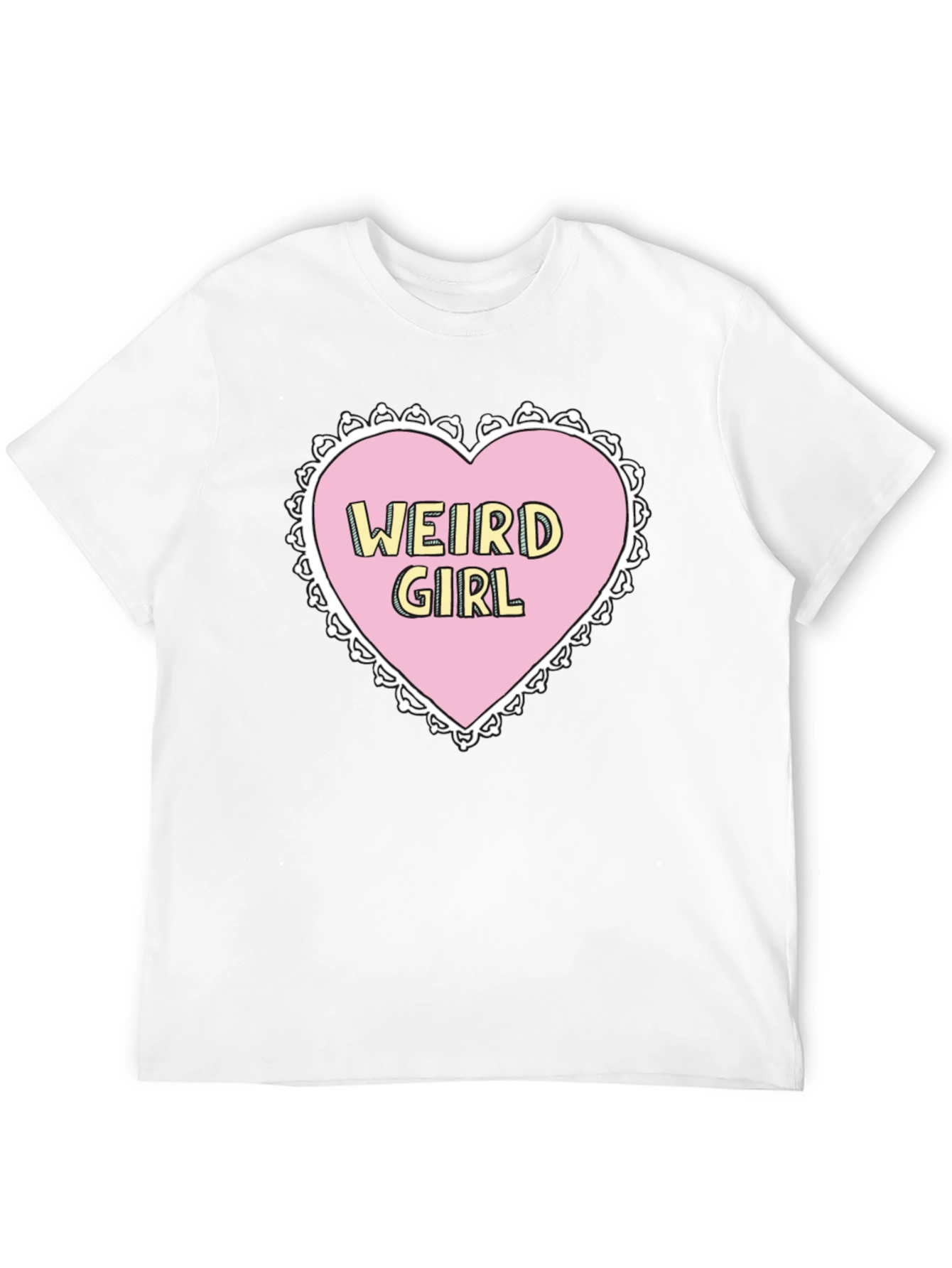 Weird Girl Heart Graphic Black T-Shirt