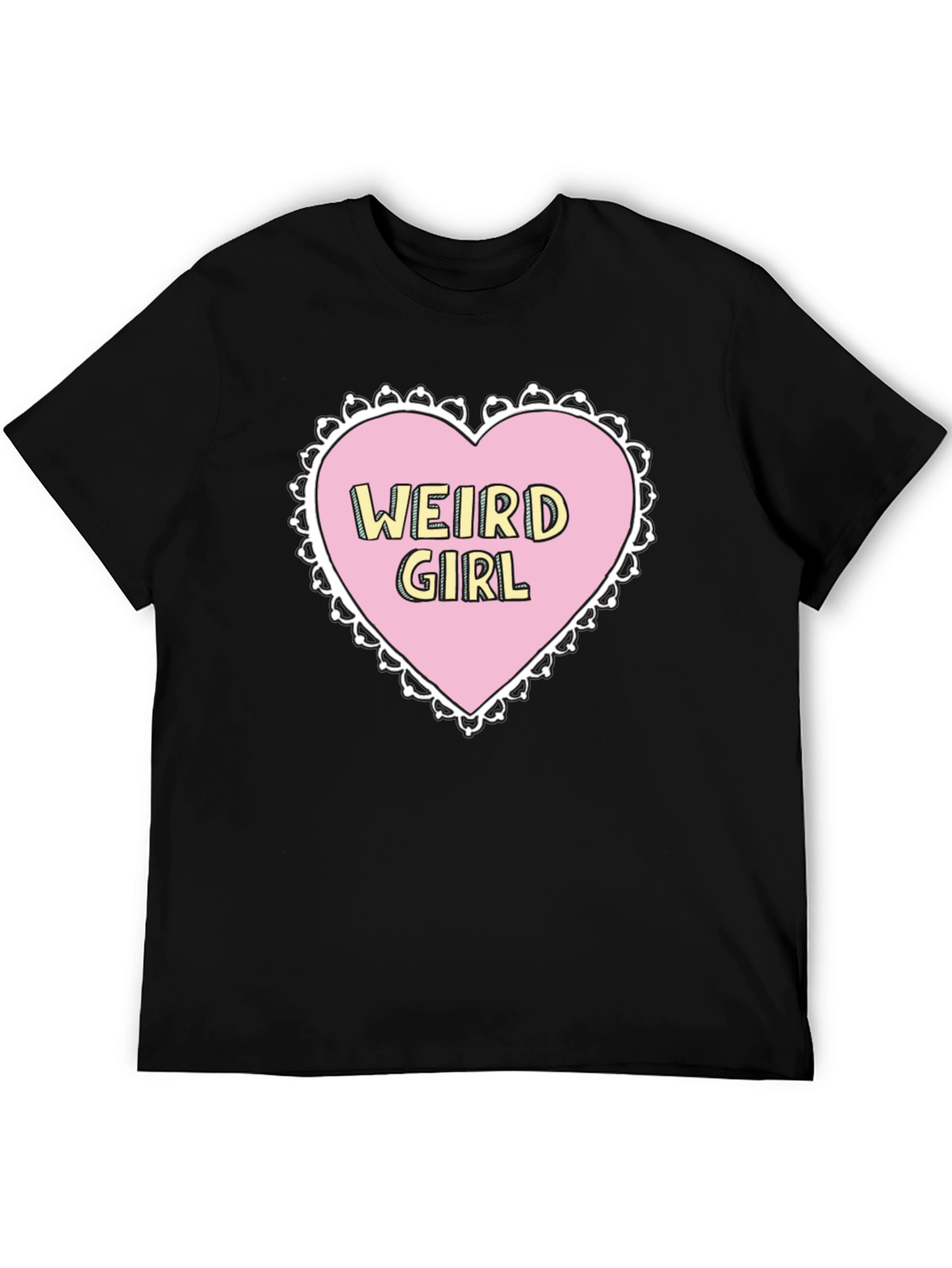 Weird Girl Heart Graphic Black T-Shirt