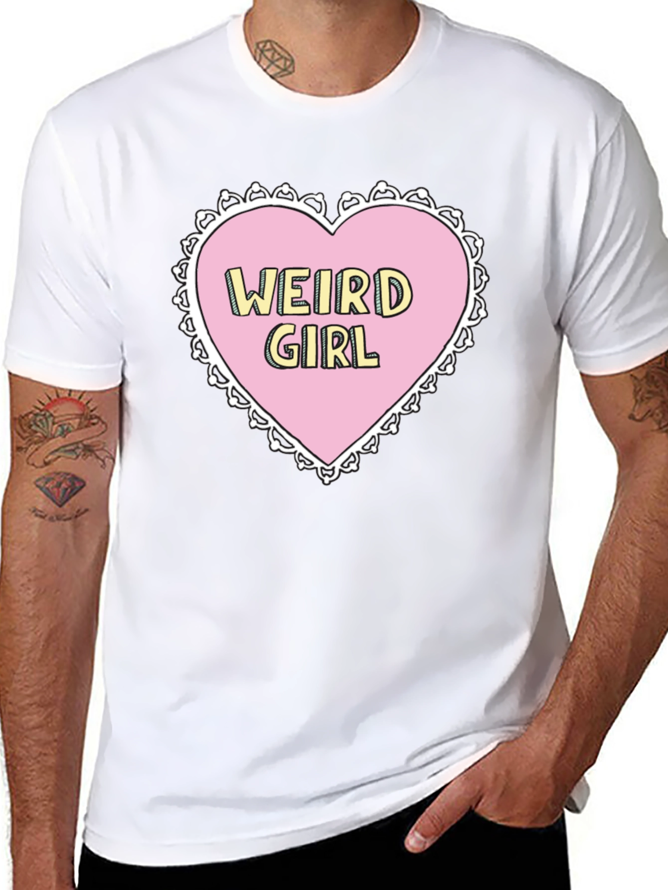 Weird Girl Heart Graphic Black T-Shirt