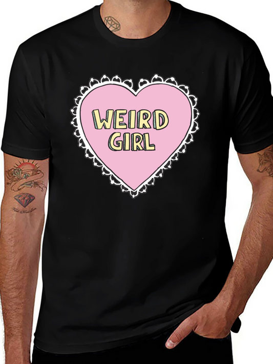 Weird Girl Heart Graphic Black T-Shirt