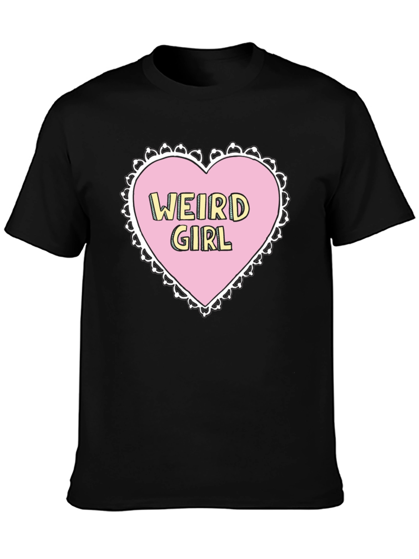 Weird Girl Heart Graphic Black T-Shirt