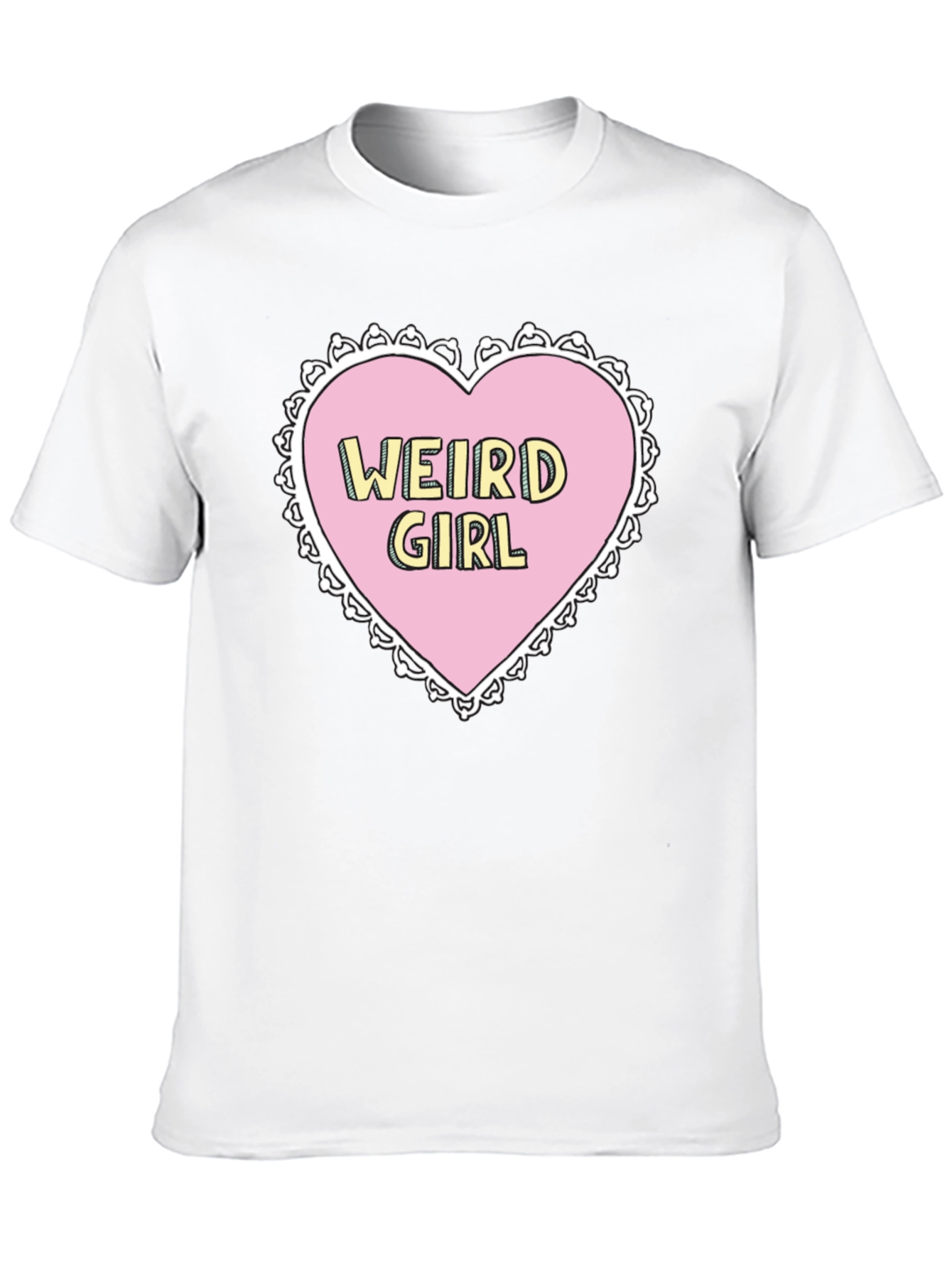 Weird Girl Heart Graphic Black T-Shirt