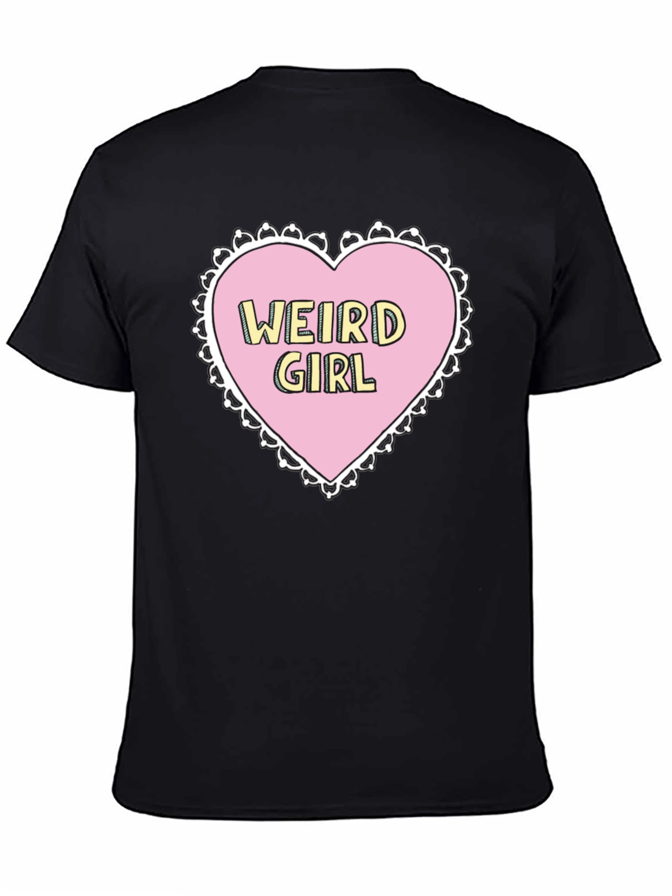 Weird Girl Heart Graphic Black T-Shirt