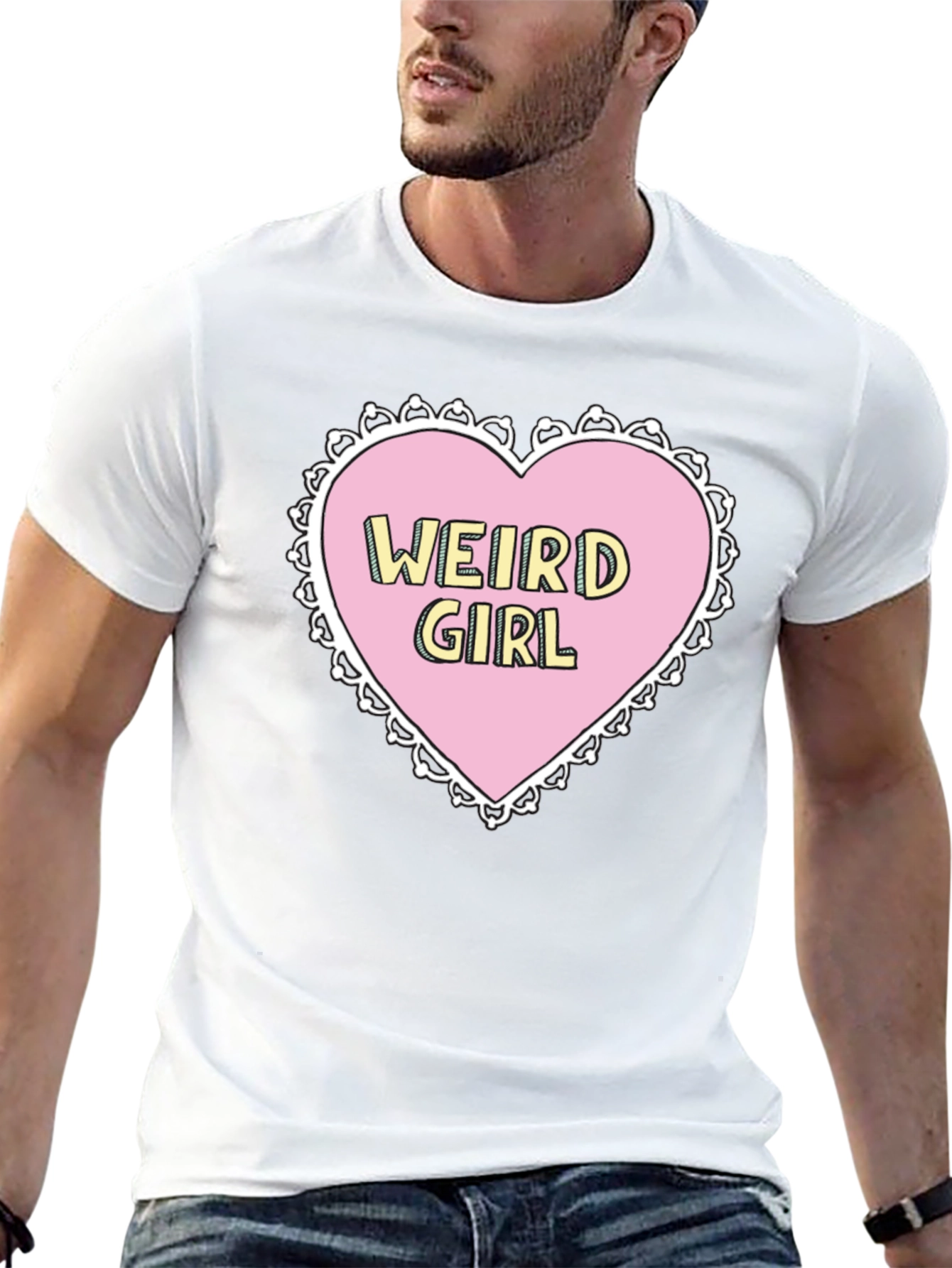 Weird Girl Heart Graphic Black T-Shirt