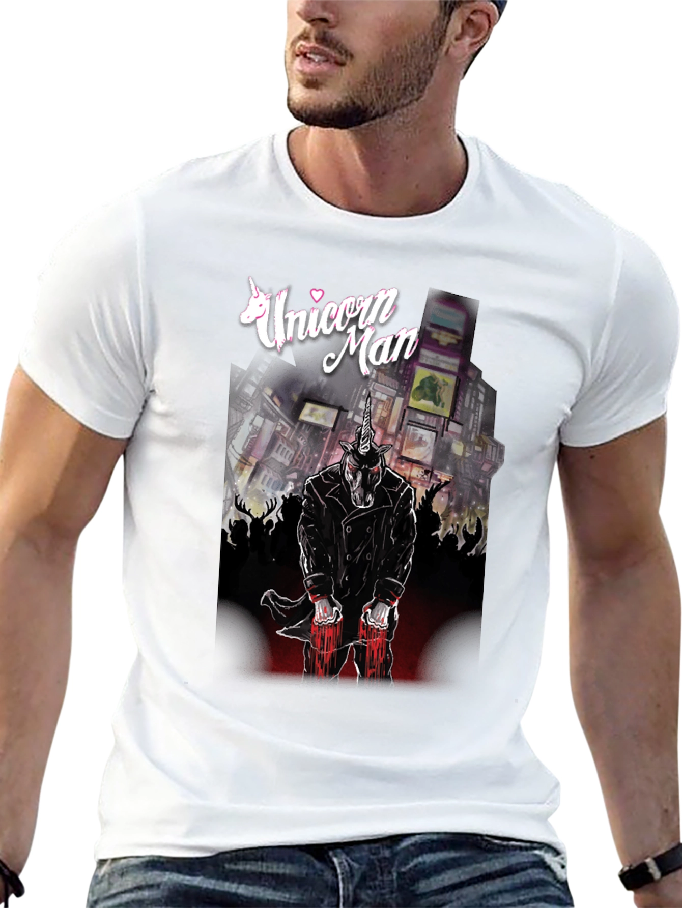 Unicorn Man Graphic T-Shirt - Black