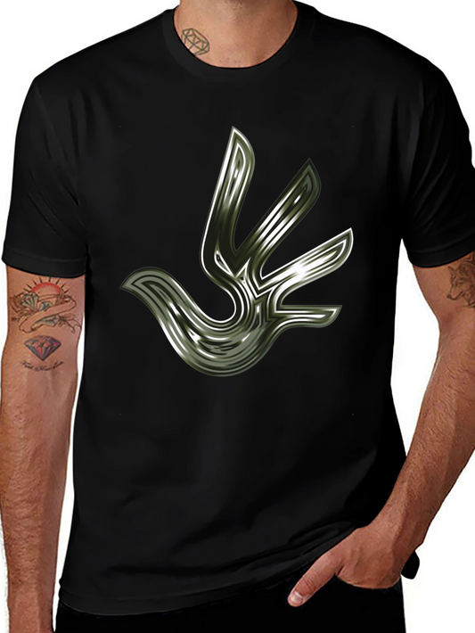 Abstract Bird Graphic Black T-Shirt