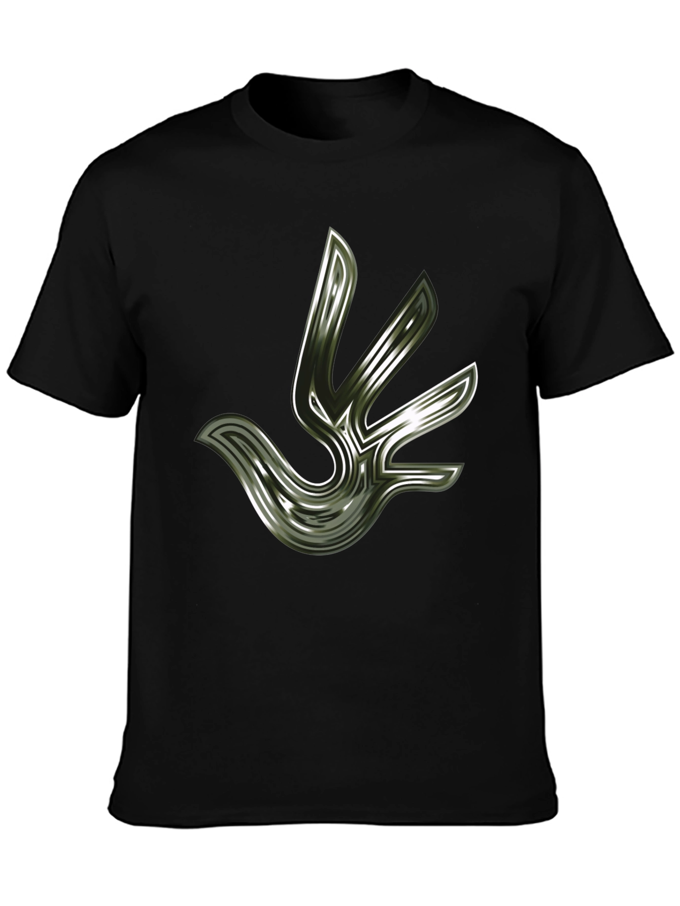 Abstract Bird Graphic Black T-Shirt