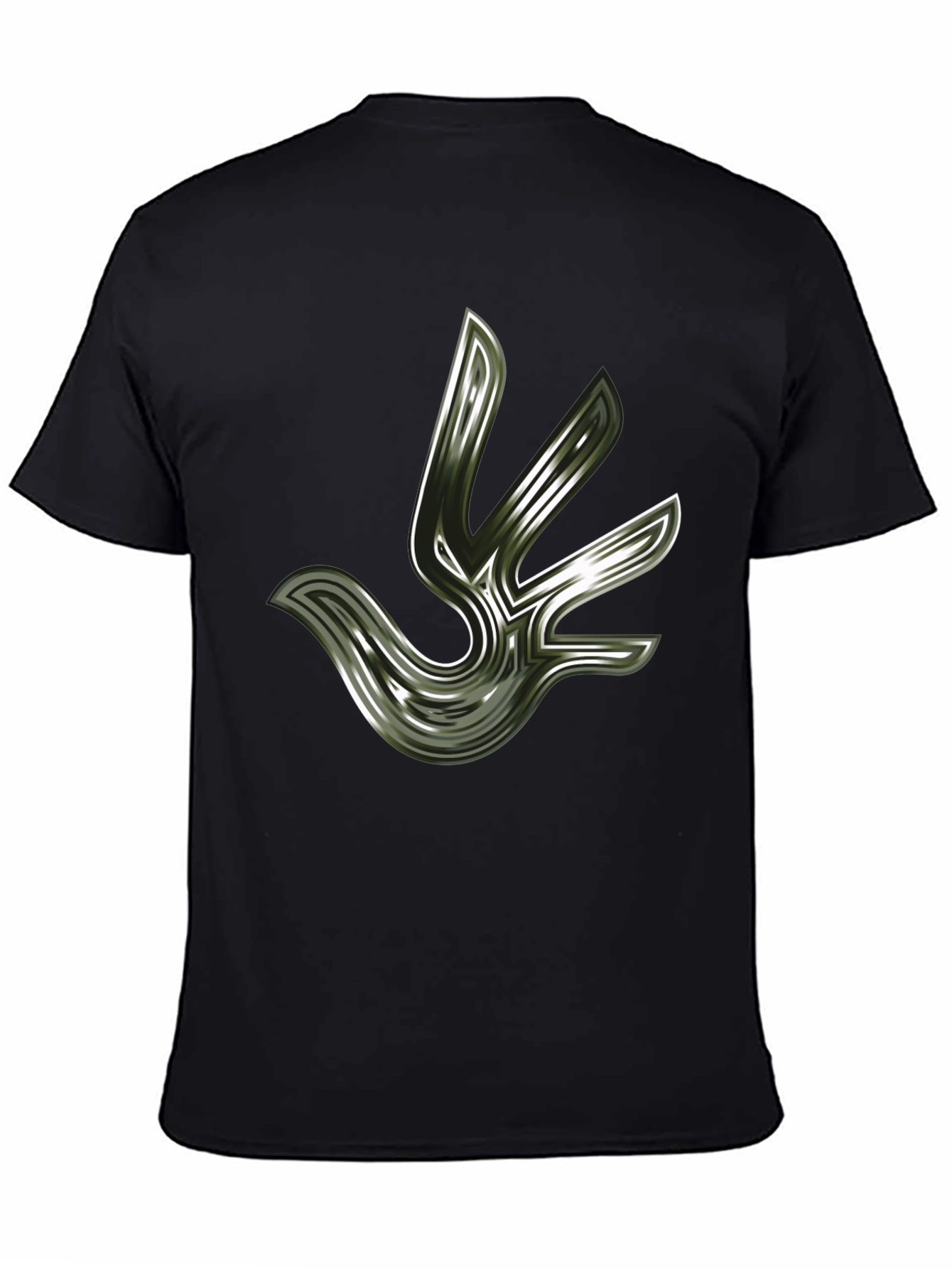 Abstract Bird Graphic Black T-Shirt