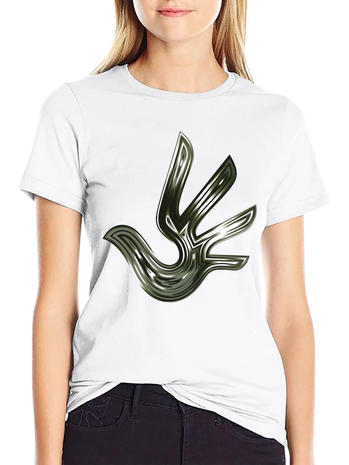 Abstract Bird Graphic Black T-Shirt