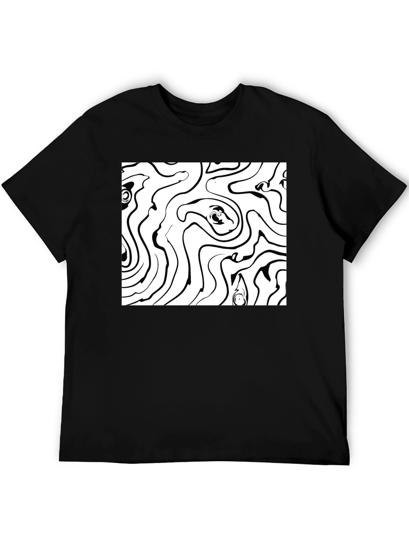 Abstract Swirl Graphic Tee - Black