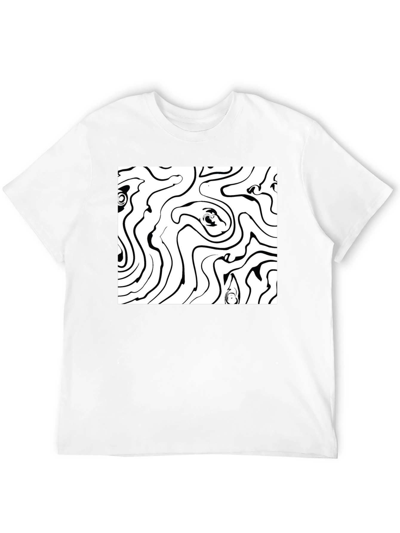 Abstract Swirl Graphic Tee - Black