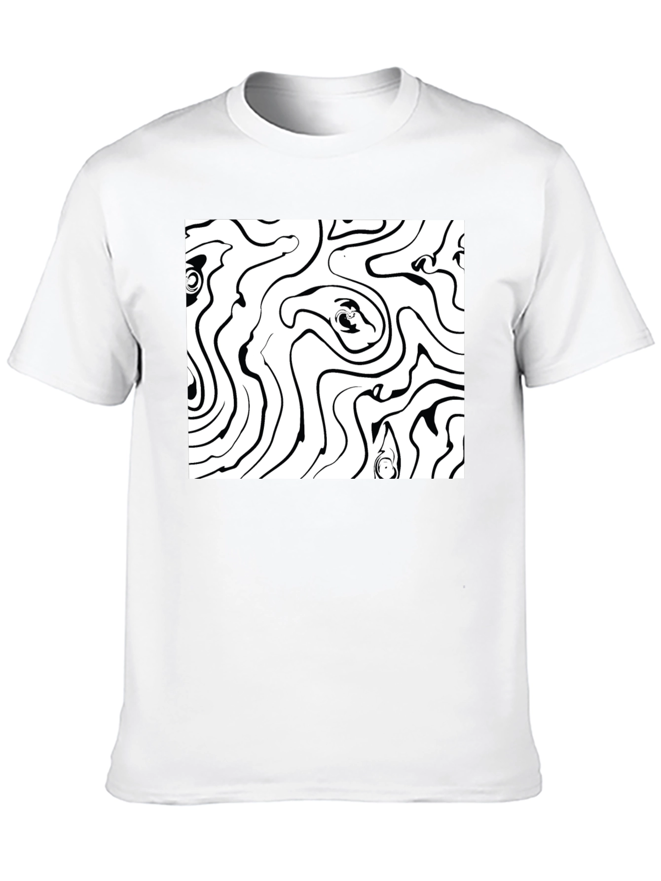 Abstract Swirl Graphic Tee - Black