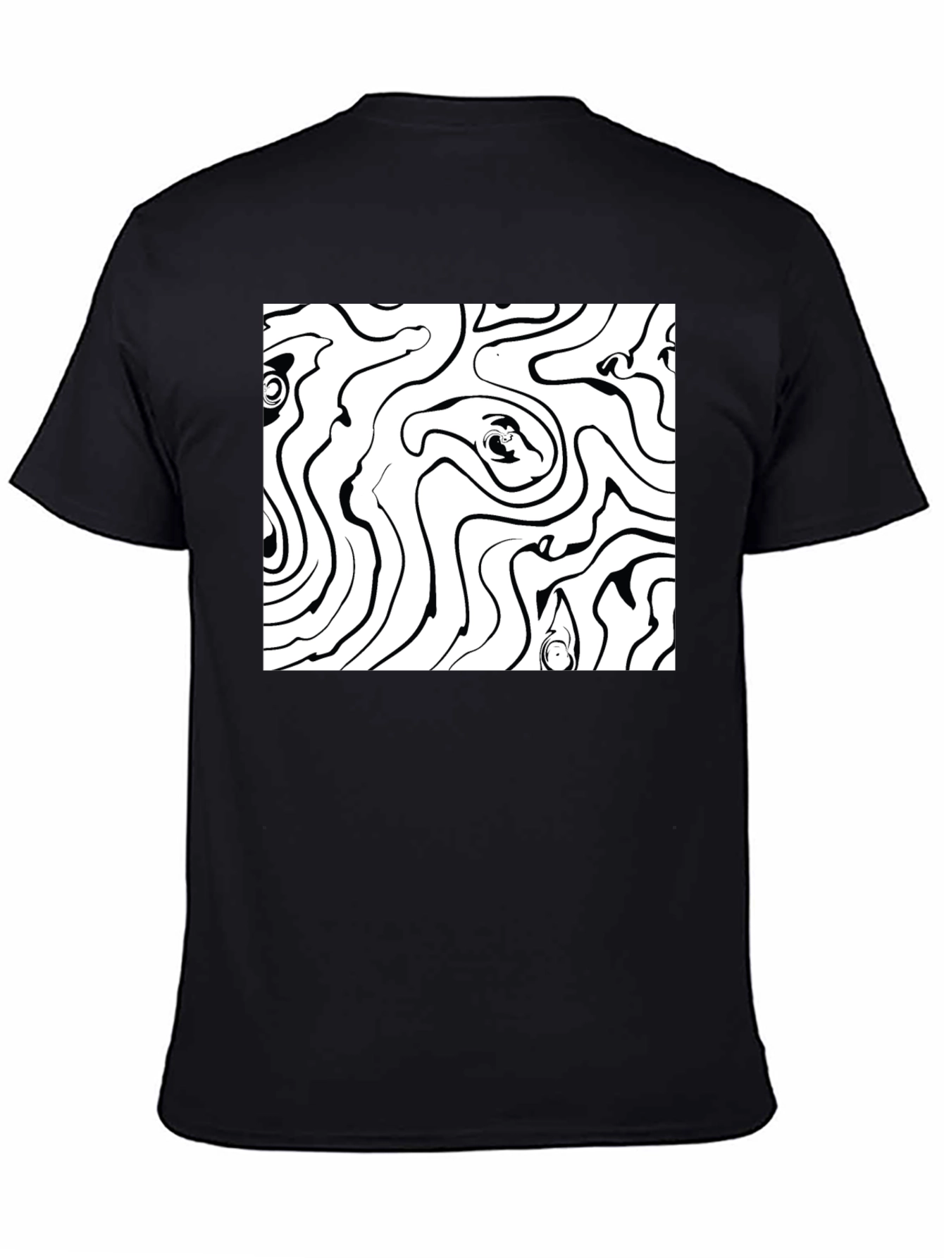 Abstract Swirl Graphic Tee - Black