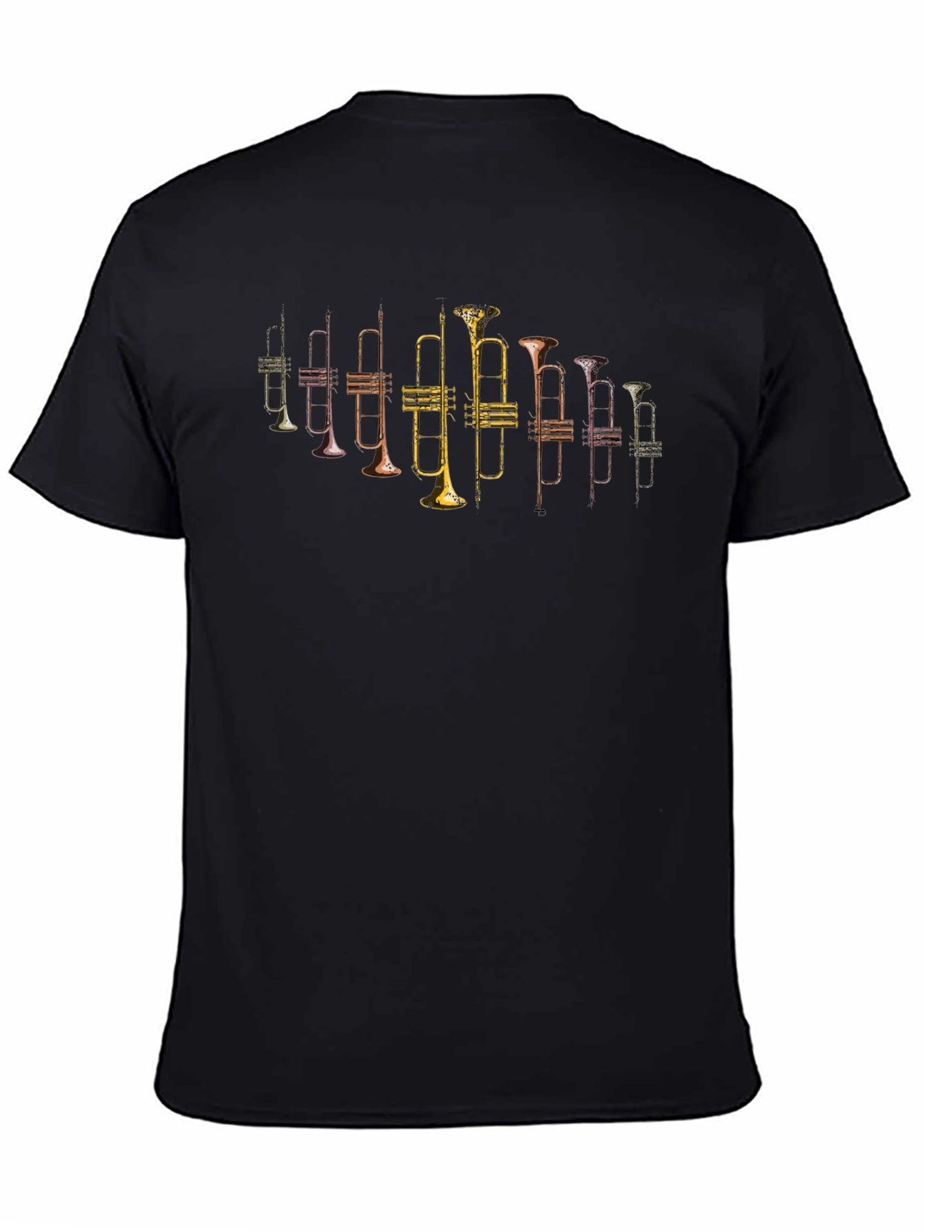 Trumpet Print Graphic Tee - Musicians Black T-Shirt