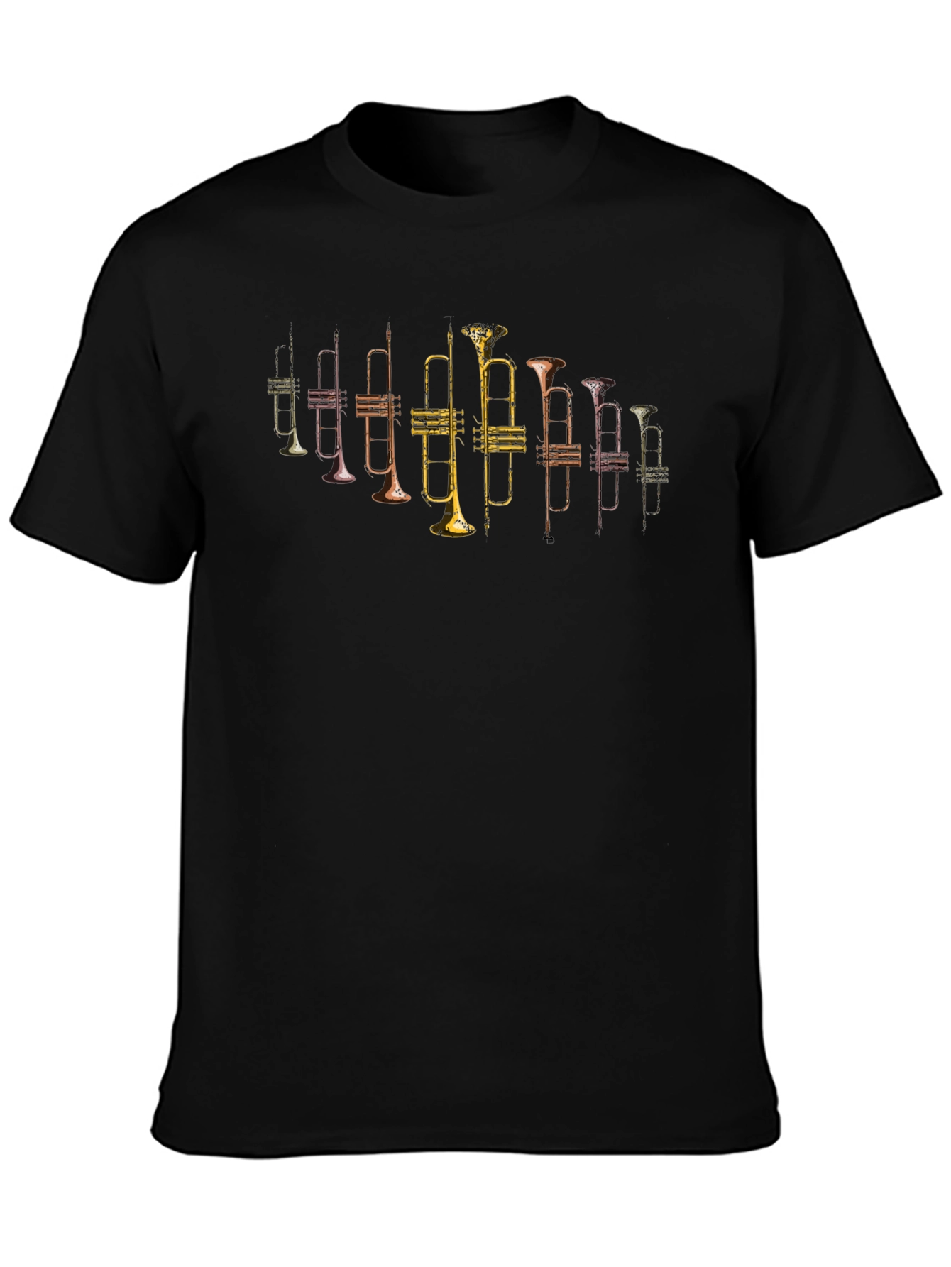 Trumpet Print Graphic Tee - Musicians Black T-Shirt