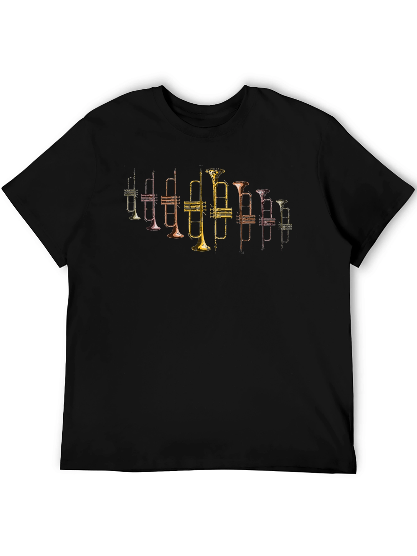 Trumpet Print Graphic Tee - Musicians Black T-Shirt