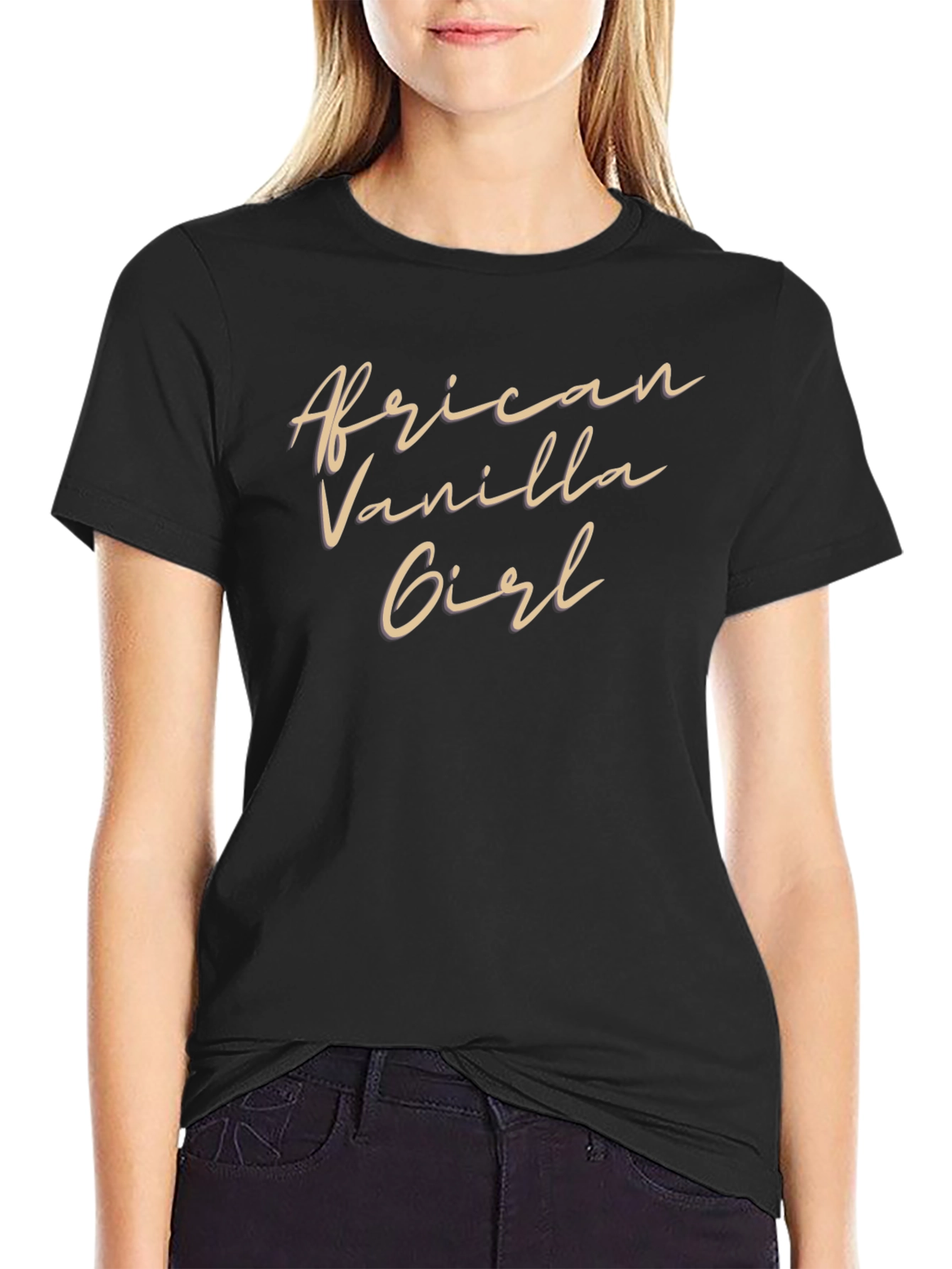 African Vanilla Girl Black Graphic Tee