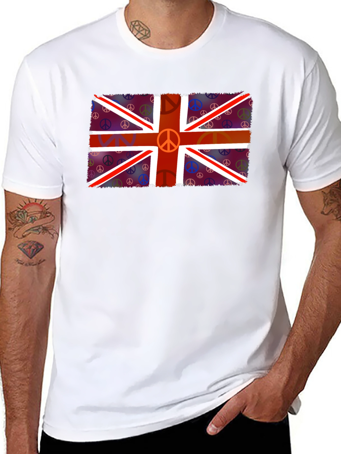 Union Jack Peace Sign T-Shirt - Retro British Style