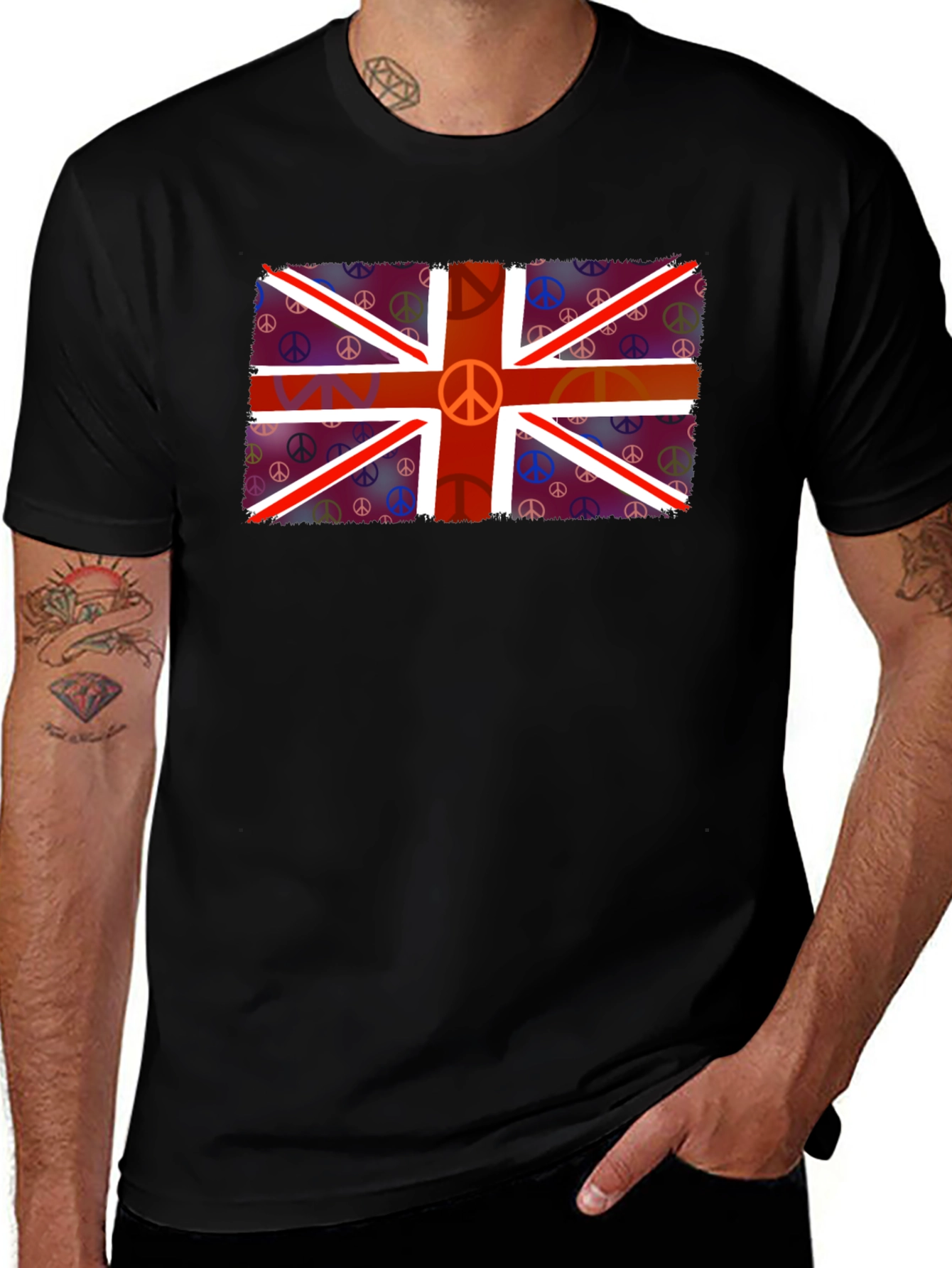 Union Jack Peace Sign T-Shirt - Retro British Style