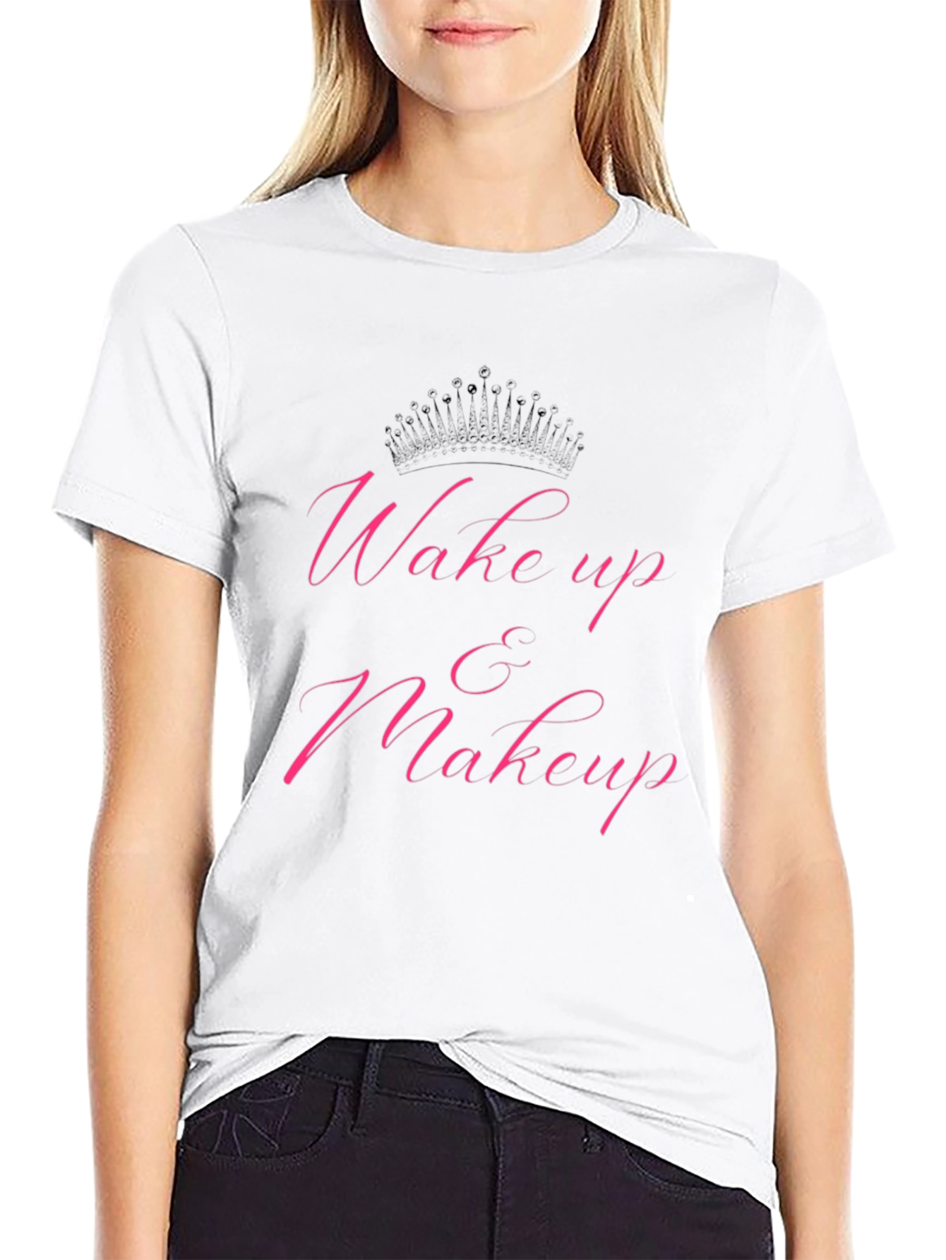 Wake Up & Makeup Graphic Tee - Black