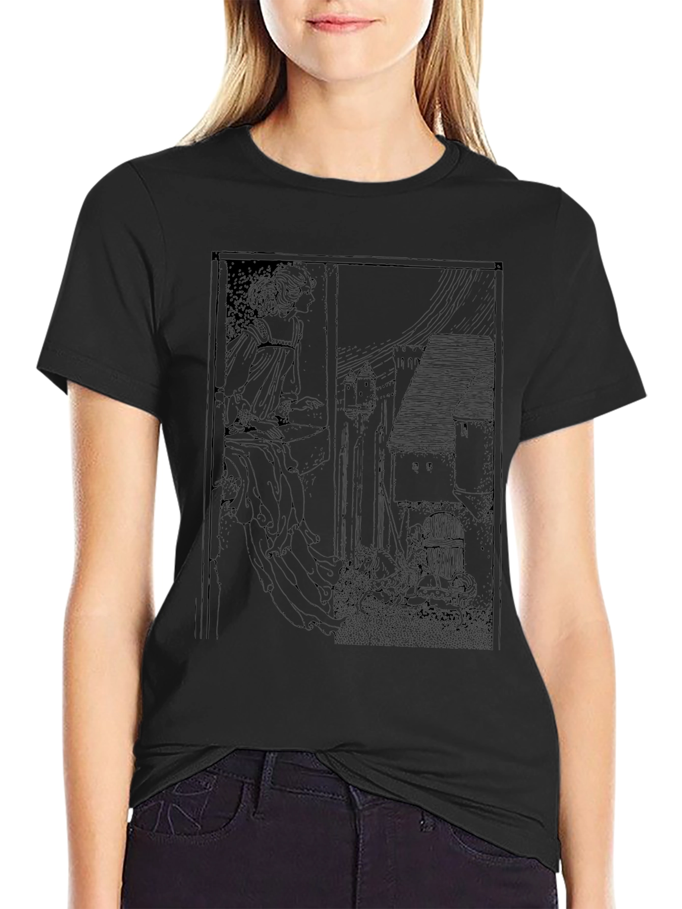Unique Black T-Shirt with Artistic Print
