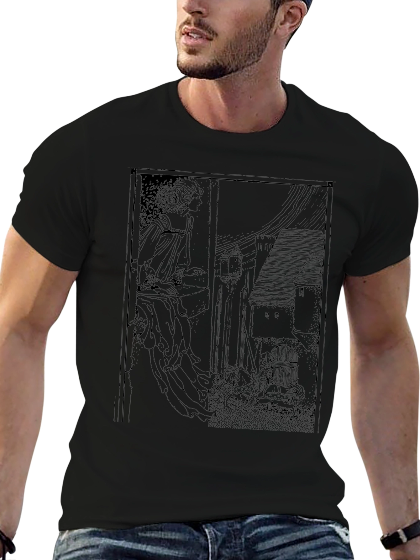 Unique Black T-Shirt with Artistic Print