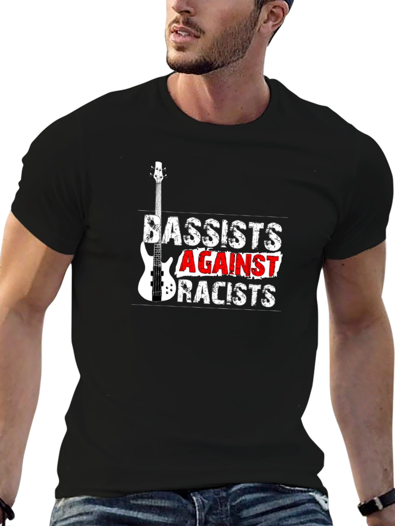Bassists Against Racists Black T-Shirt