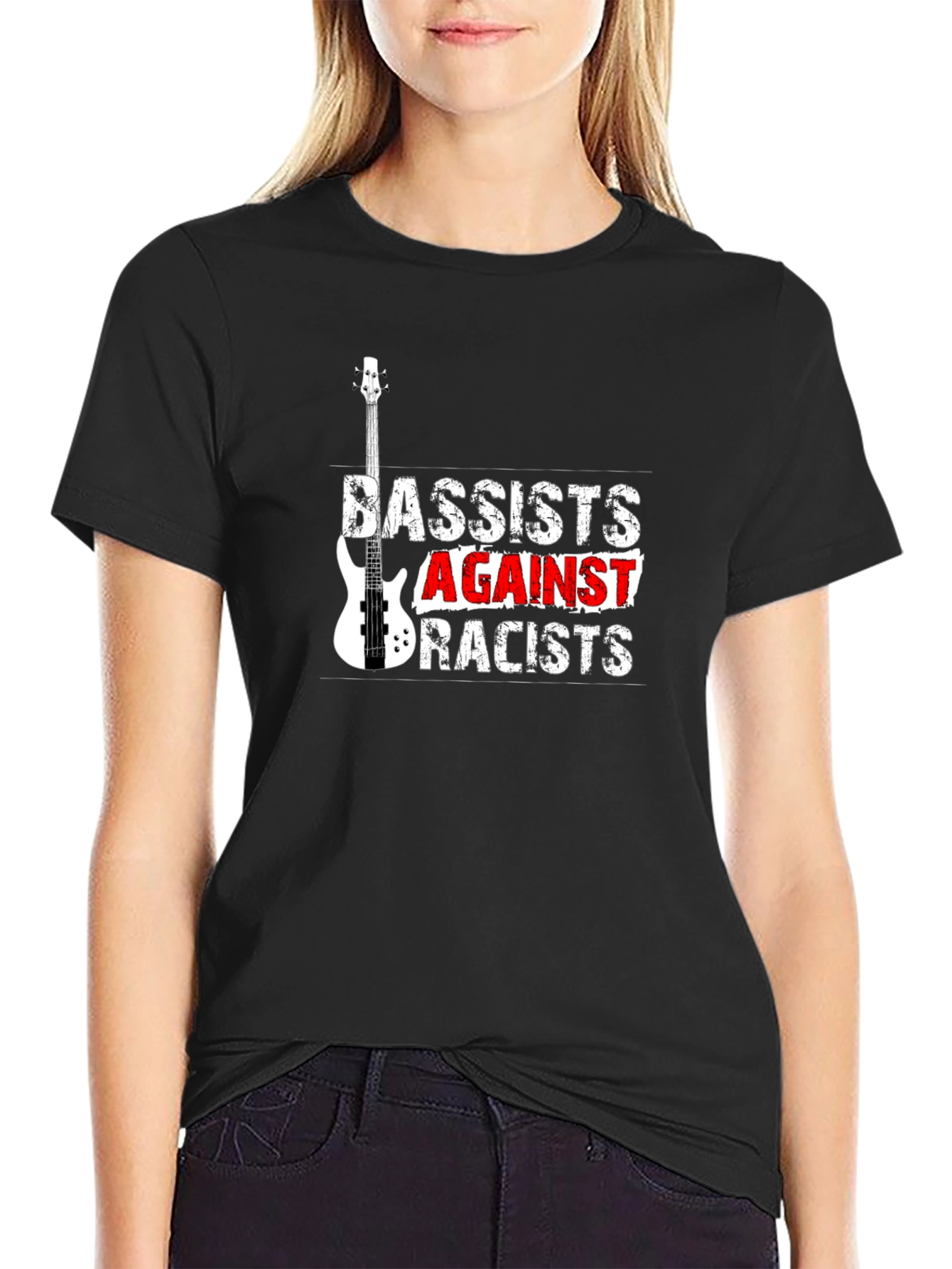 Bassists Against Racists Black T-Shirt
