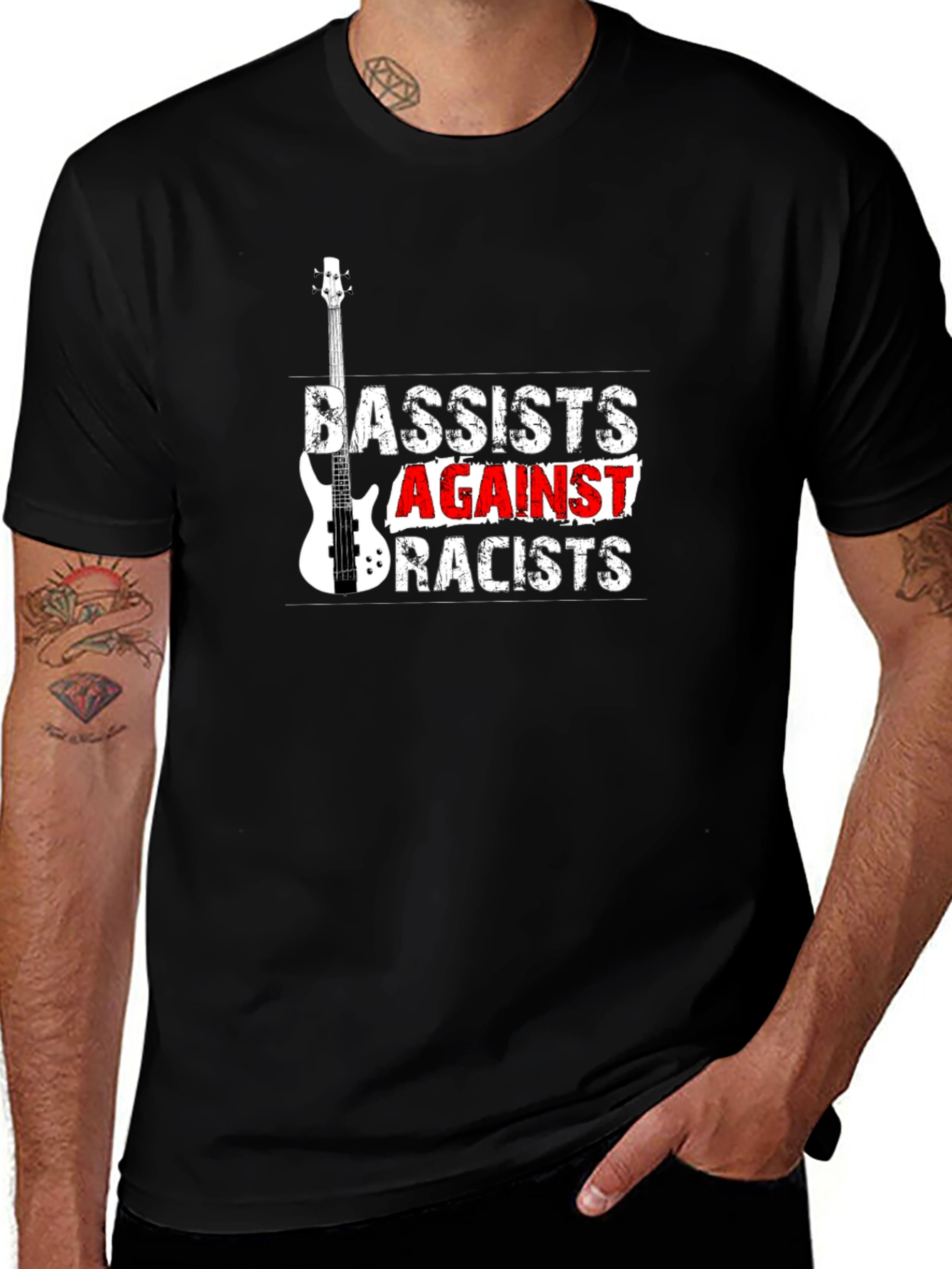 Bassists Against Racists Black T-Shirt