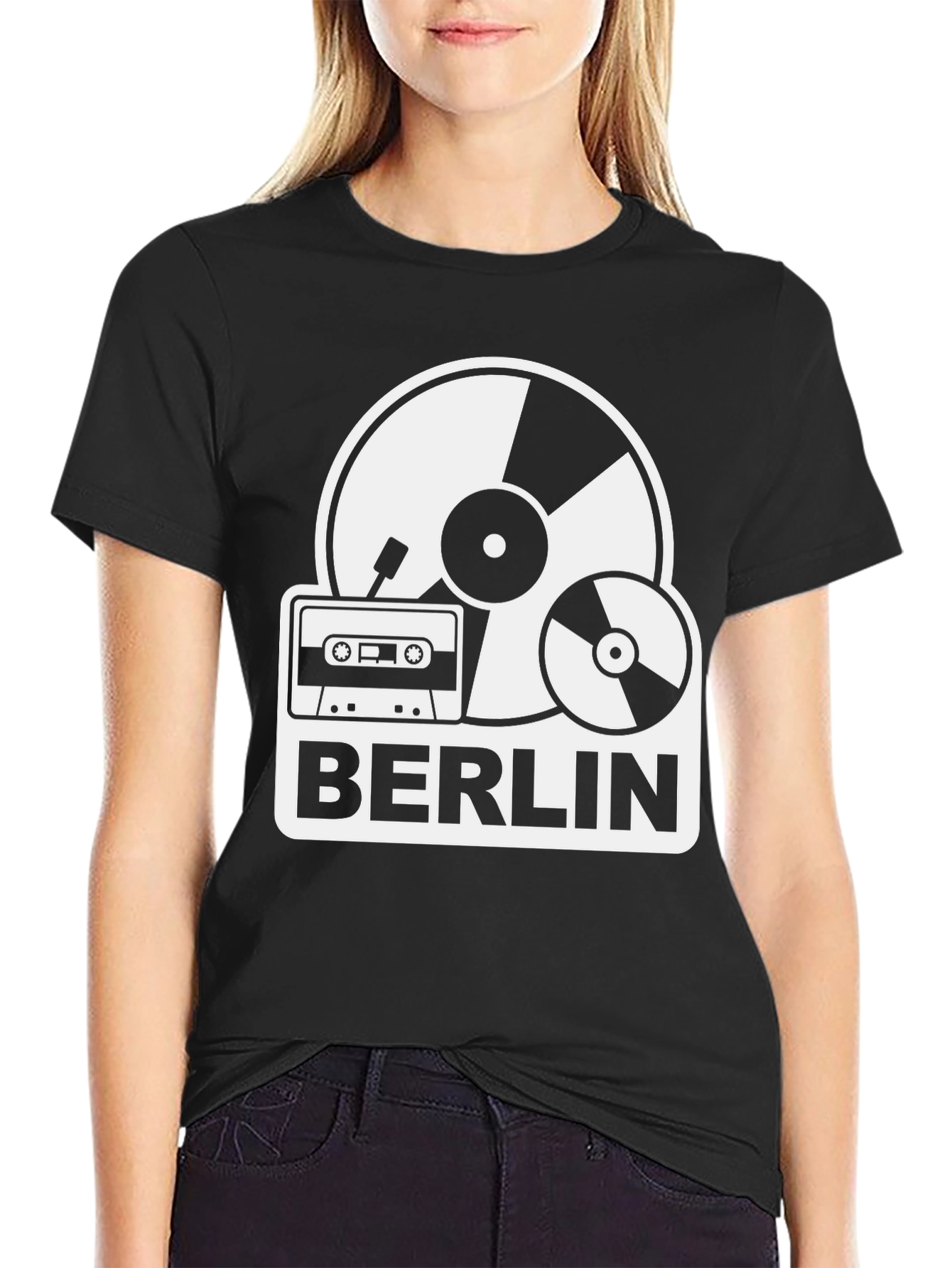 Berlin Music T-Shirt: Vinyl Cassette & CD Design