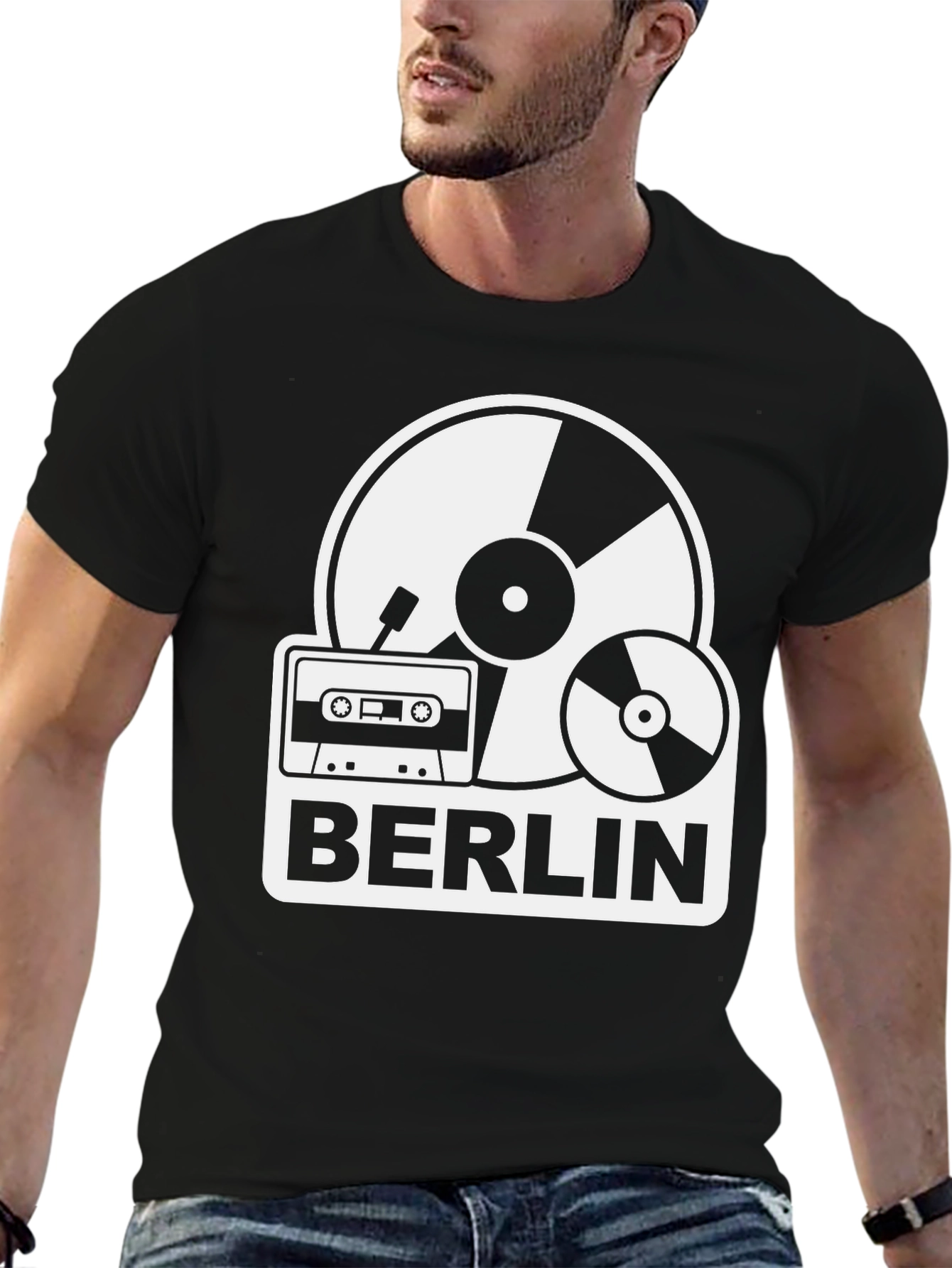 Berlin Music T-Shirt: Vinyl Cassette & CD Design