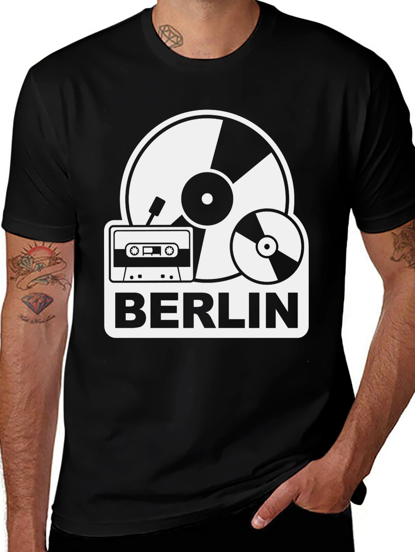 Berlin Music T-Shirt: Vinyl Cassette & CD Design