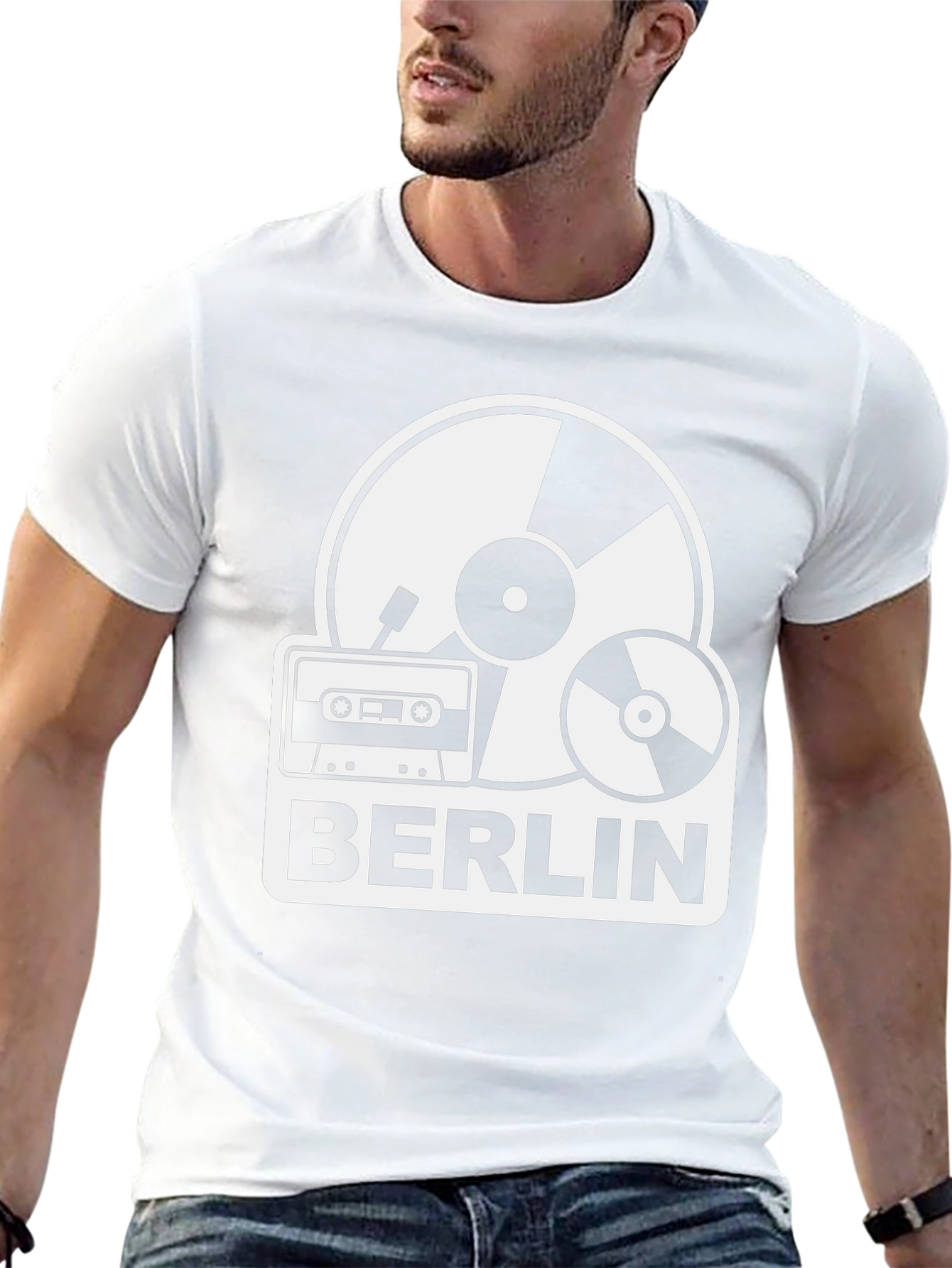 Berlin Music T-Shirt: Vinyl Cassette & CD Design
