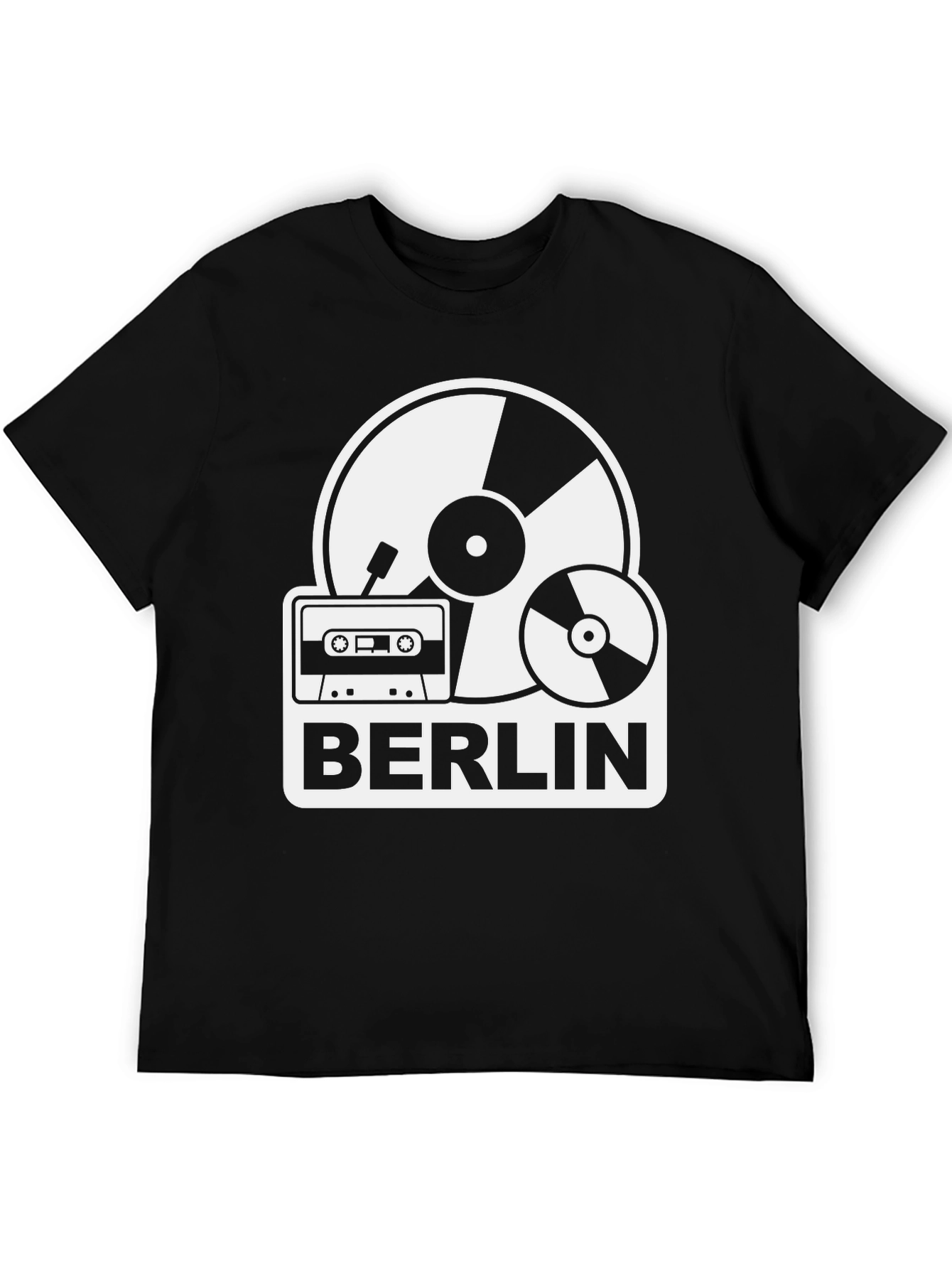 Berlin Music T-Shirt: Vinyl Cassette & CD Design