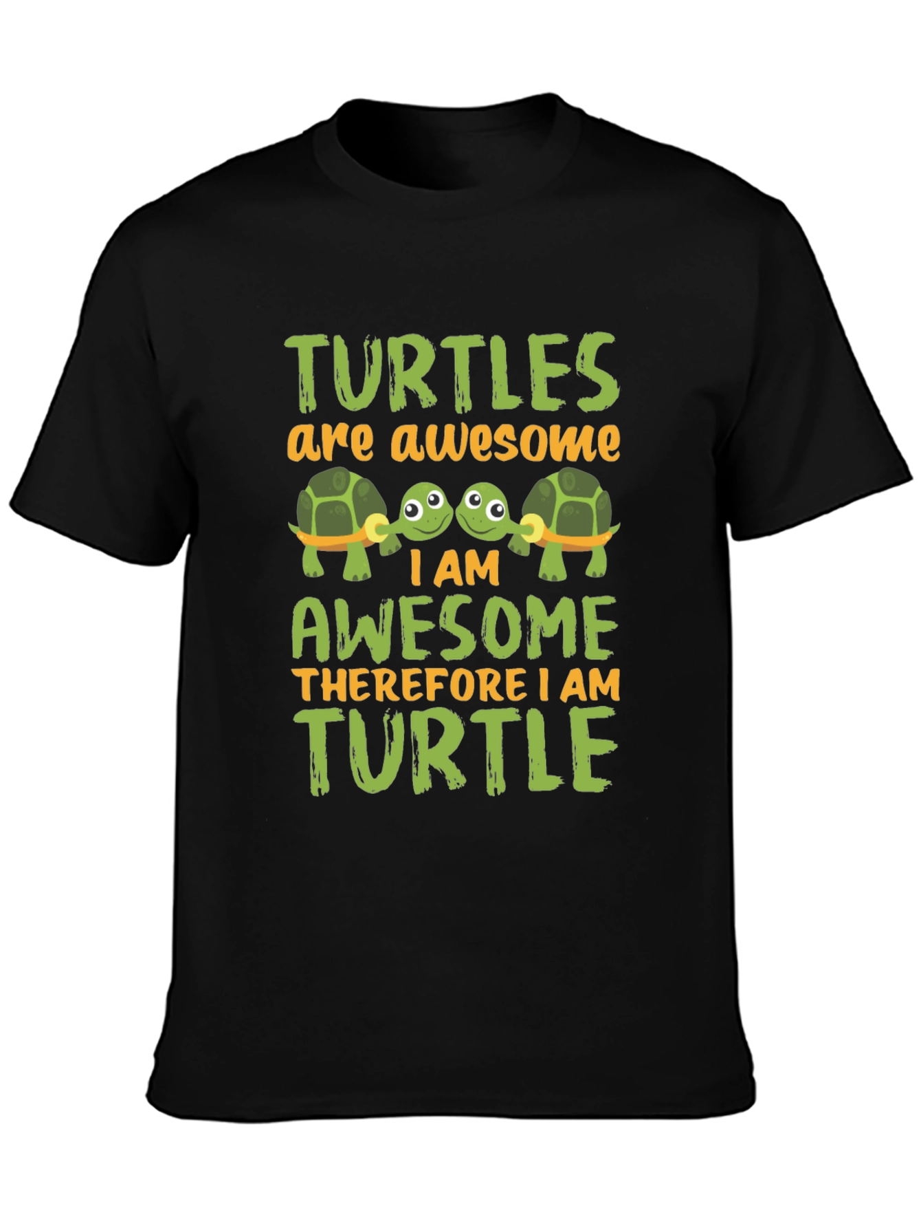 Awesome Turtle Graphic Tee -  Mens Black T-Shirt