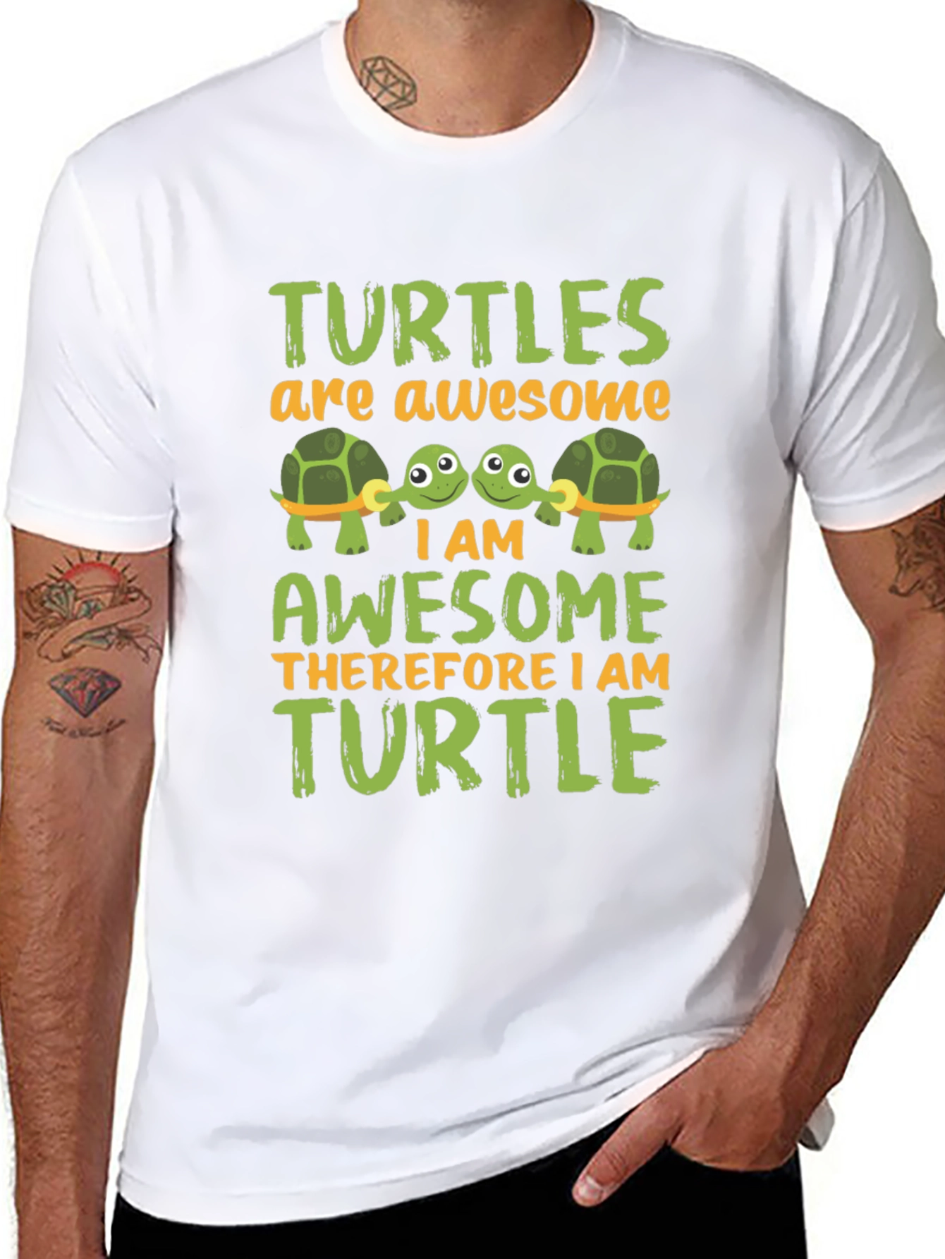 Awesome Turtle Graphic Tee -  Mens Black T-Shirt
