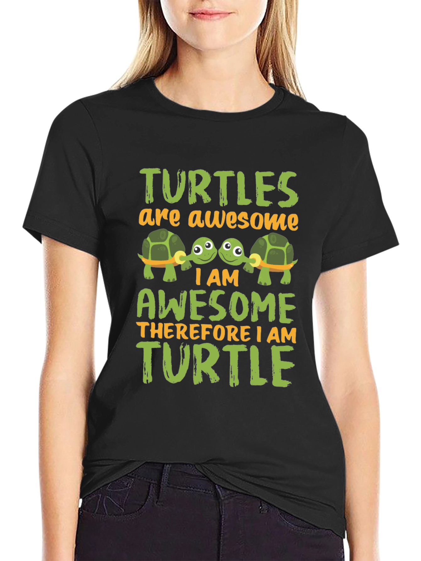 Awesome Turtle Graphic Tee -  Mens Black T-Shirt