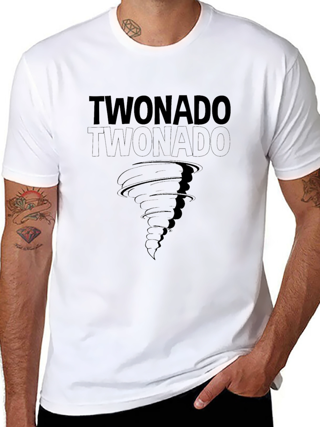 Twonado Tornado Graphic Print Black T-Shirt