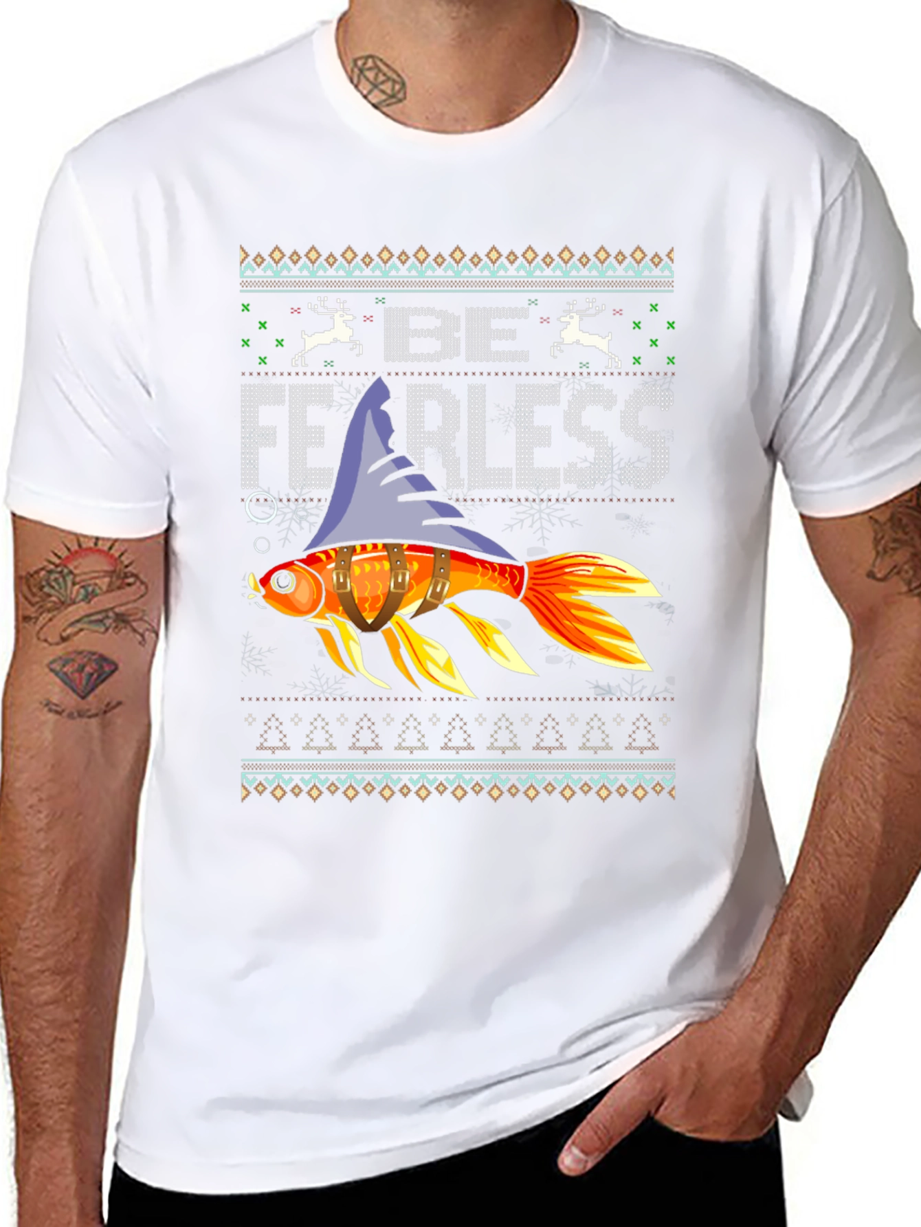 Be Fearless Fish Ugly Christmas Sweater T-Shirt