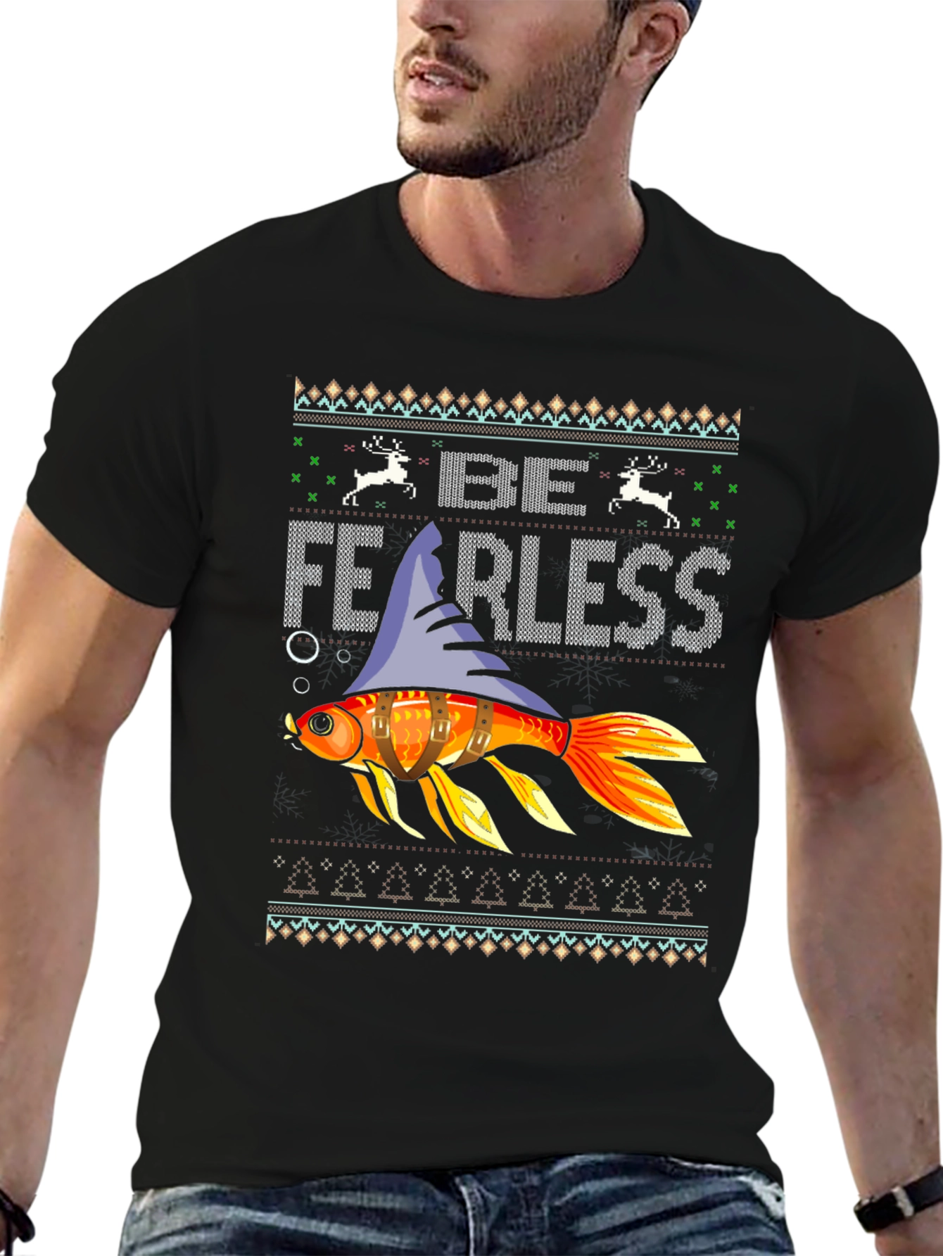 Be Fearless Fish Ugly Christmas Sweater T-Shirt