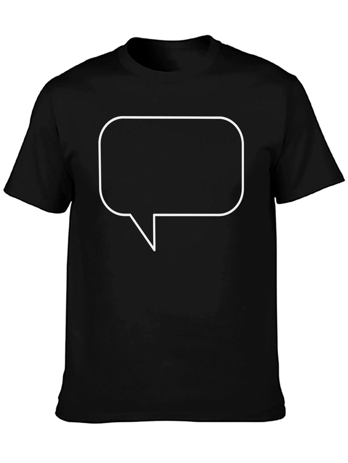 Black T-Shirt with White Speech Bubble Graphic